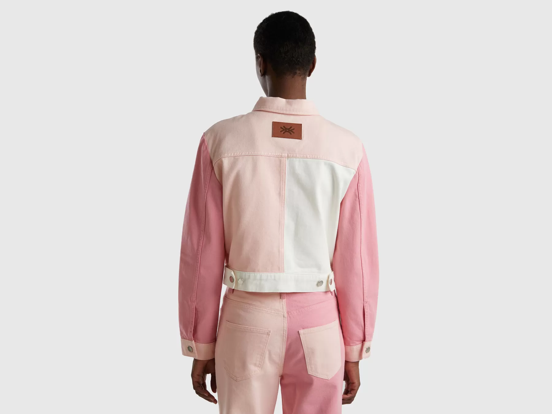 Benetton Giubbino Corto Color Block Rosa Best Sale