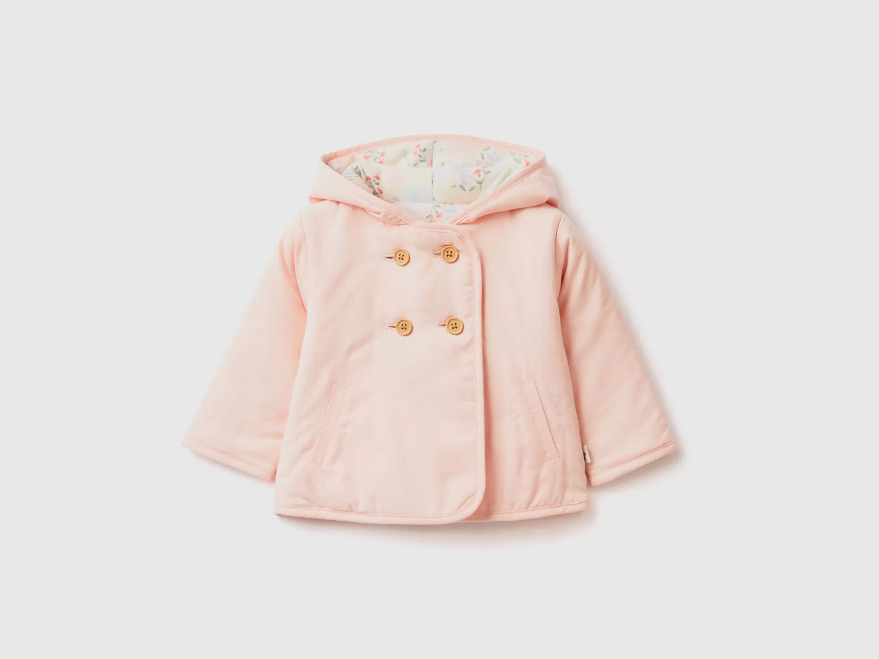 Benetton Giubbino Leggero Con Cappuccio Rosa Tenue Flash Sale