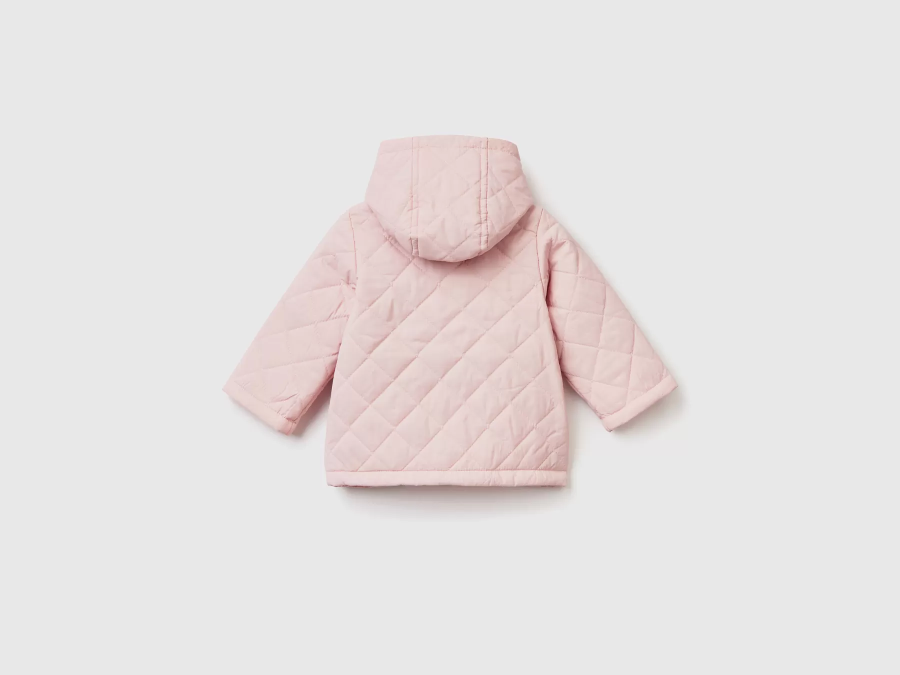 Benetton Giubbino Trapuntato Con Cappuccio Rosa Tenue Discount