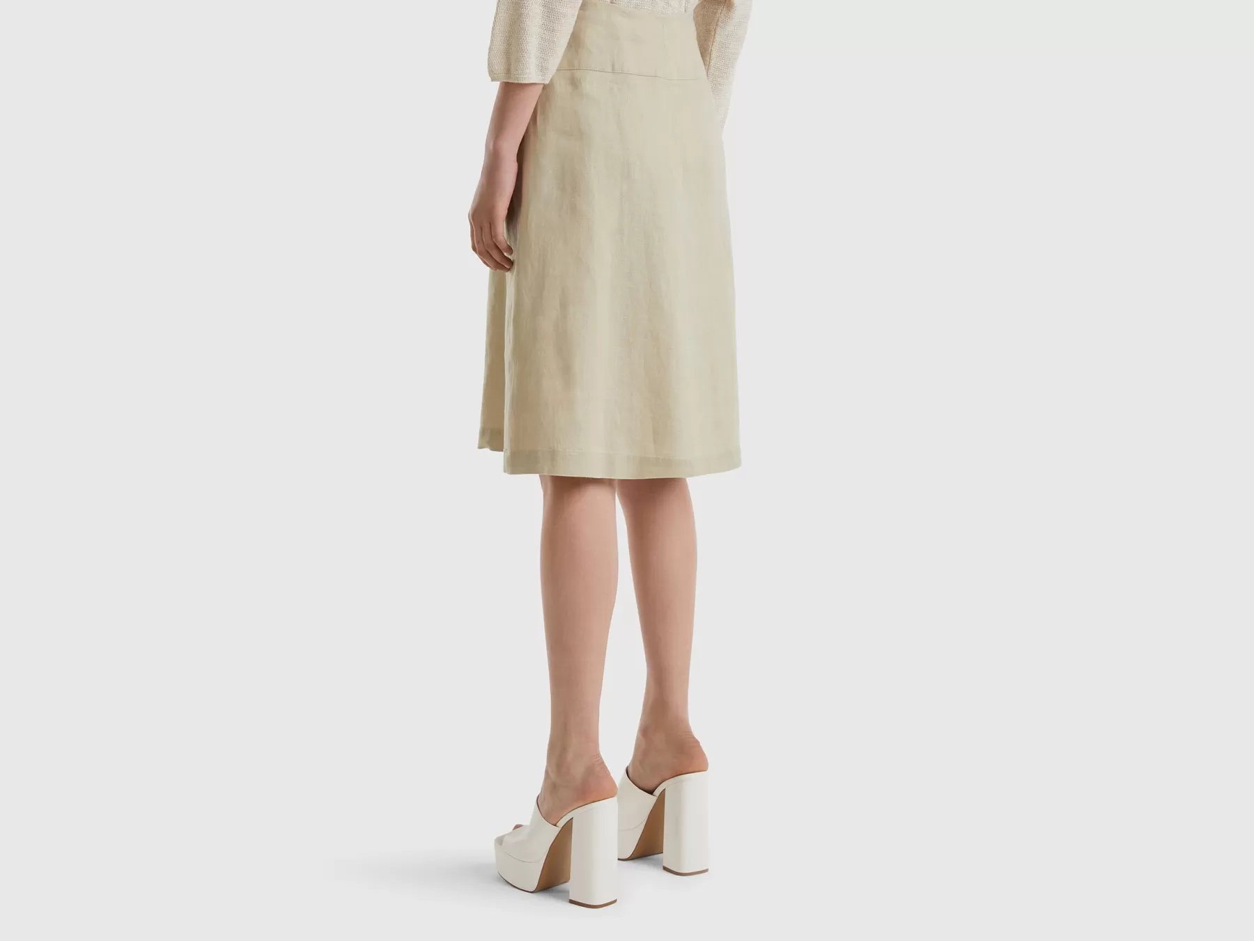 Benetton Gonna In Puro Lino Beige Online