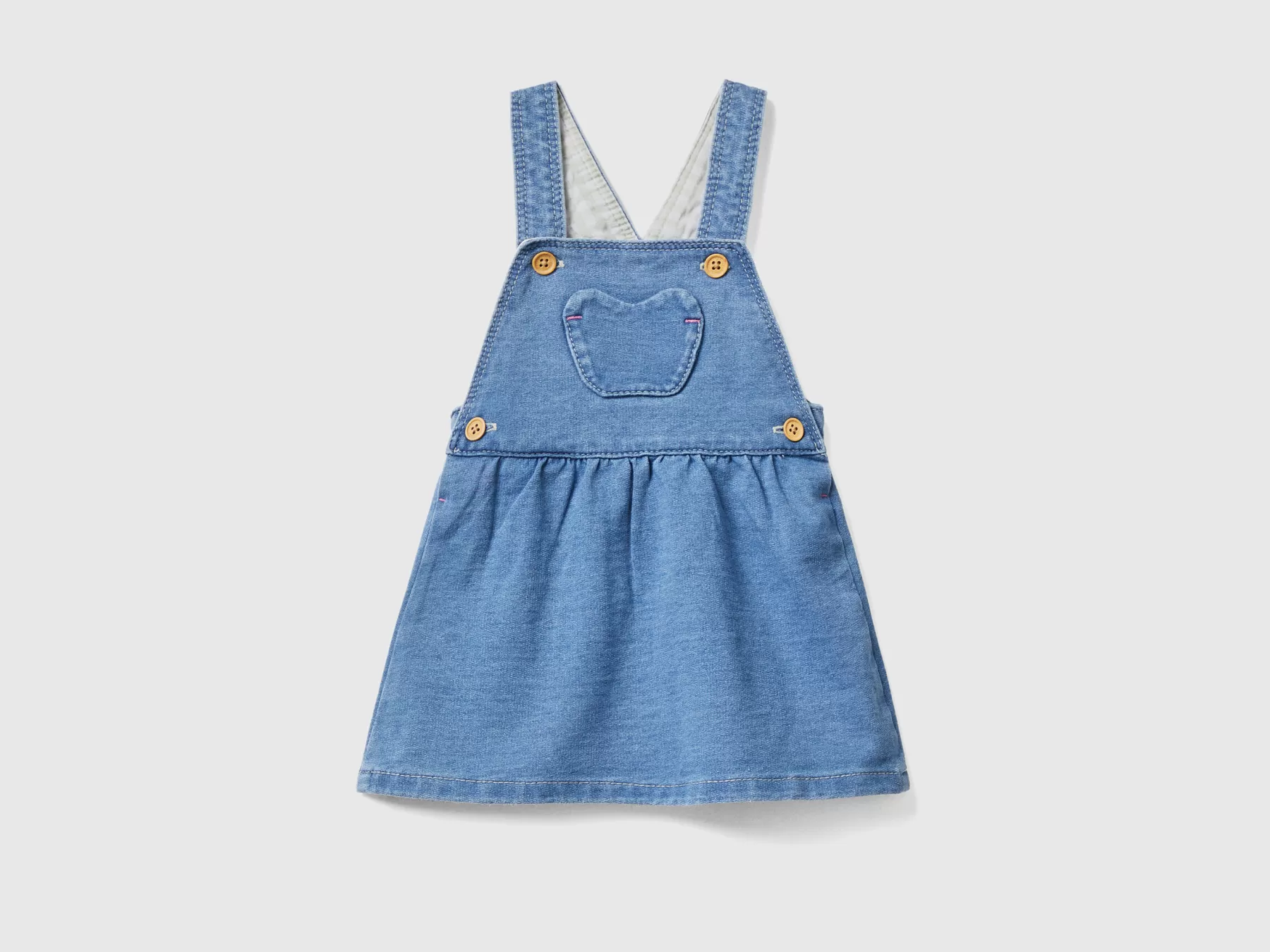 Benetton Gonna Salopette Effetto Denim Blu Online