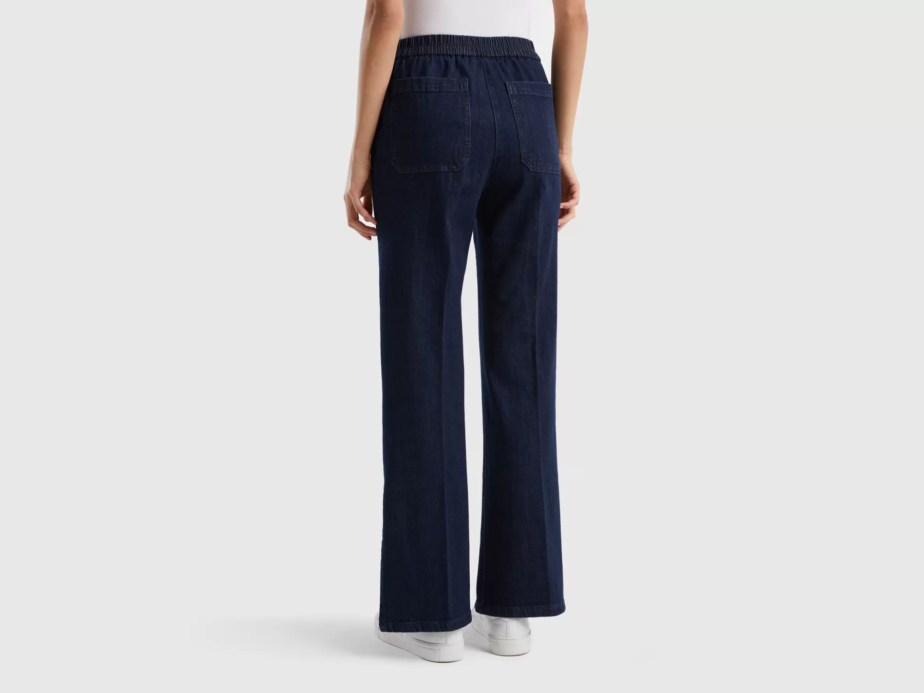 Benetton Jeans A Zampa Con Spacchi Blu Scuro Online