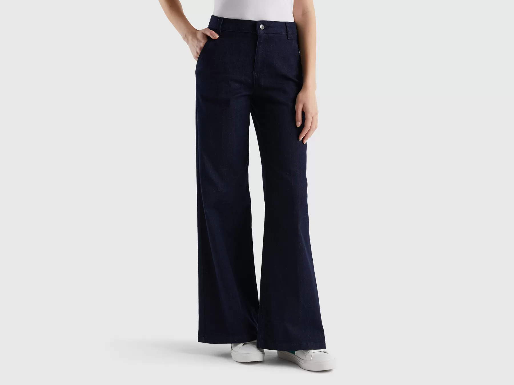 Benetton Jeans A Zampa In Cotone Stretch Blu Scuro Shop