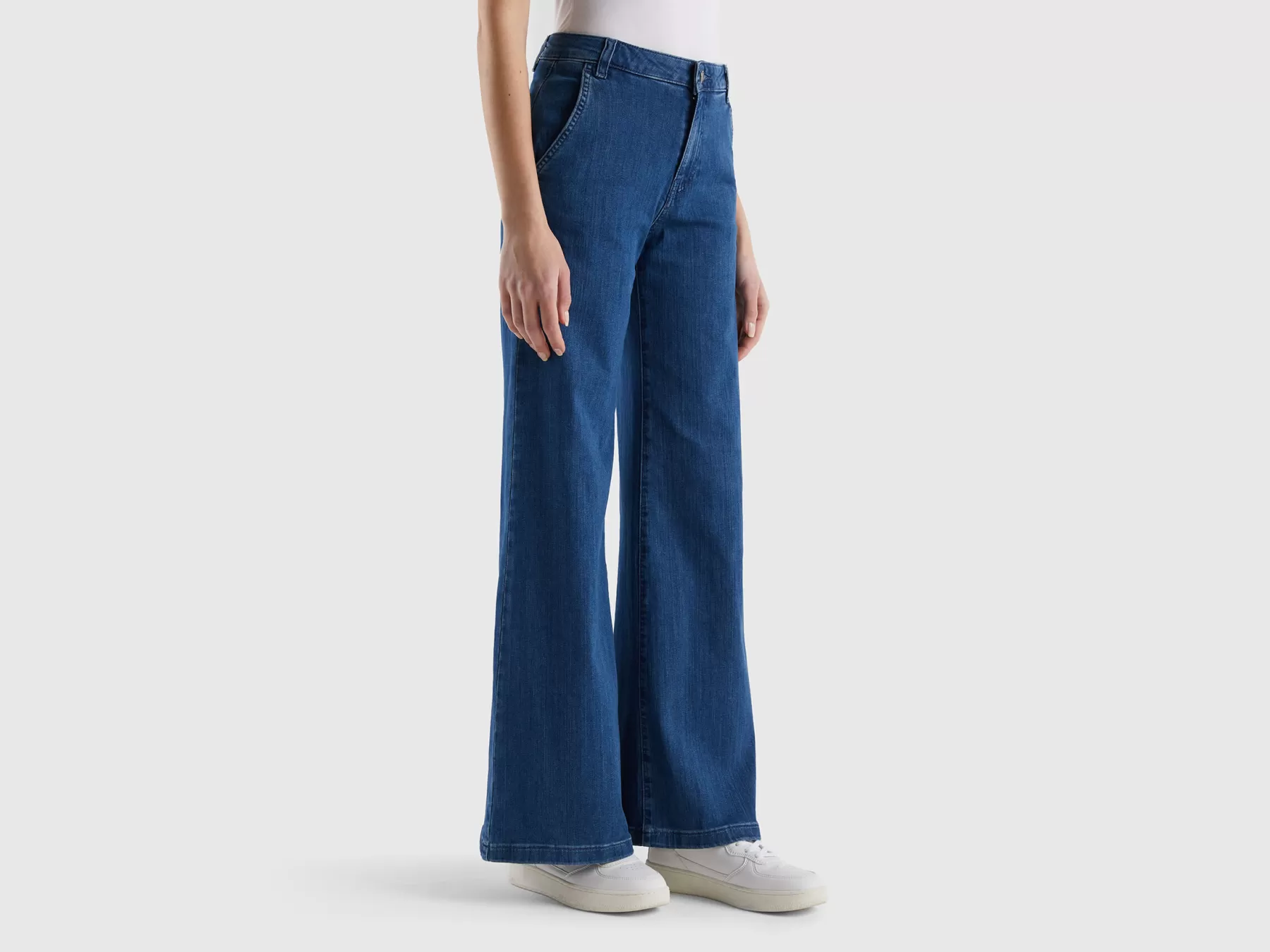 Benetton Jeans A Zampa In Cotone Stretch Blu Flash Sale