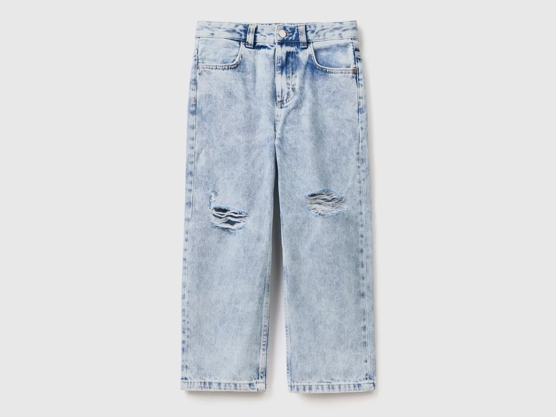 Benetton Jeans Baggy Fit Con Rotture Azzurro Fashion