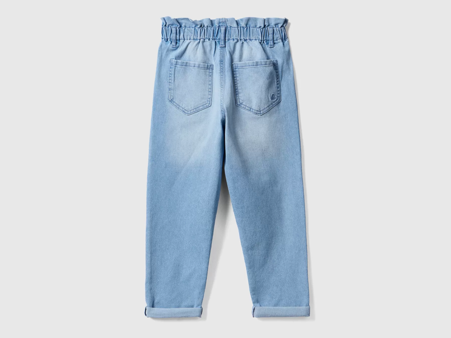 Benetton Jeans Baggy Fit Con Vita Arricciata Azzurro Cheap