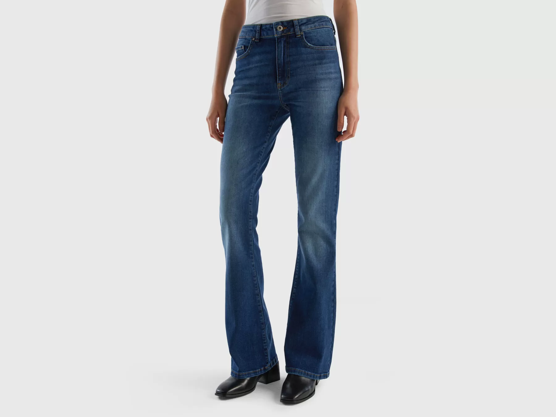 Benetton Jeans Elasticizzati A Zampa Blu Scuro Best