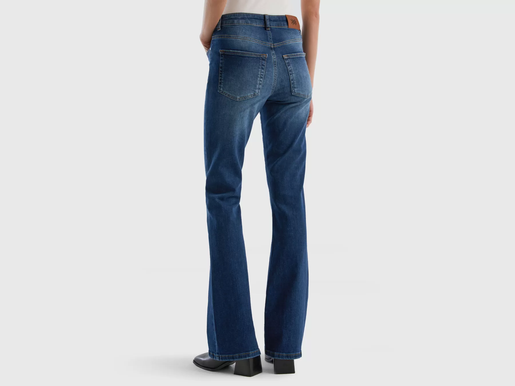 Benetton Jeans Elasticizzati A Zampa Blu Scuro Best