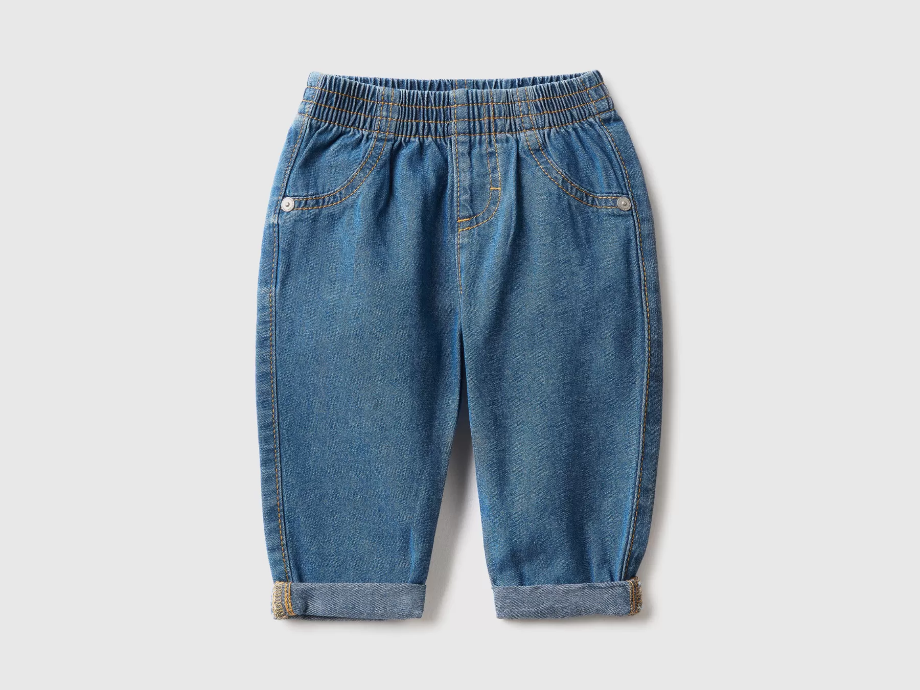 Benetton Jeans In Denim 100% Cotone Azzurro Outlet