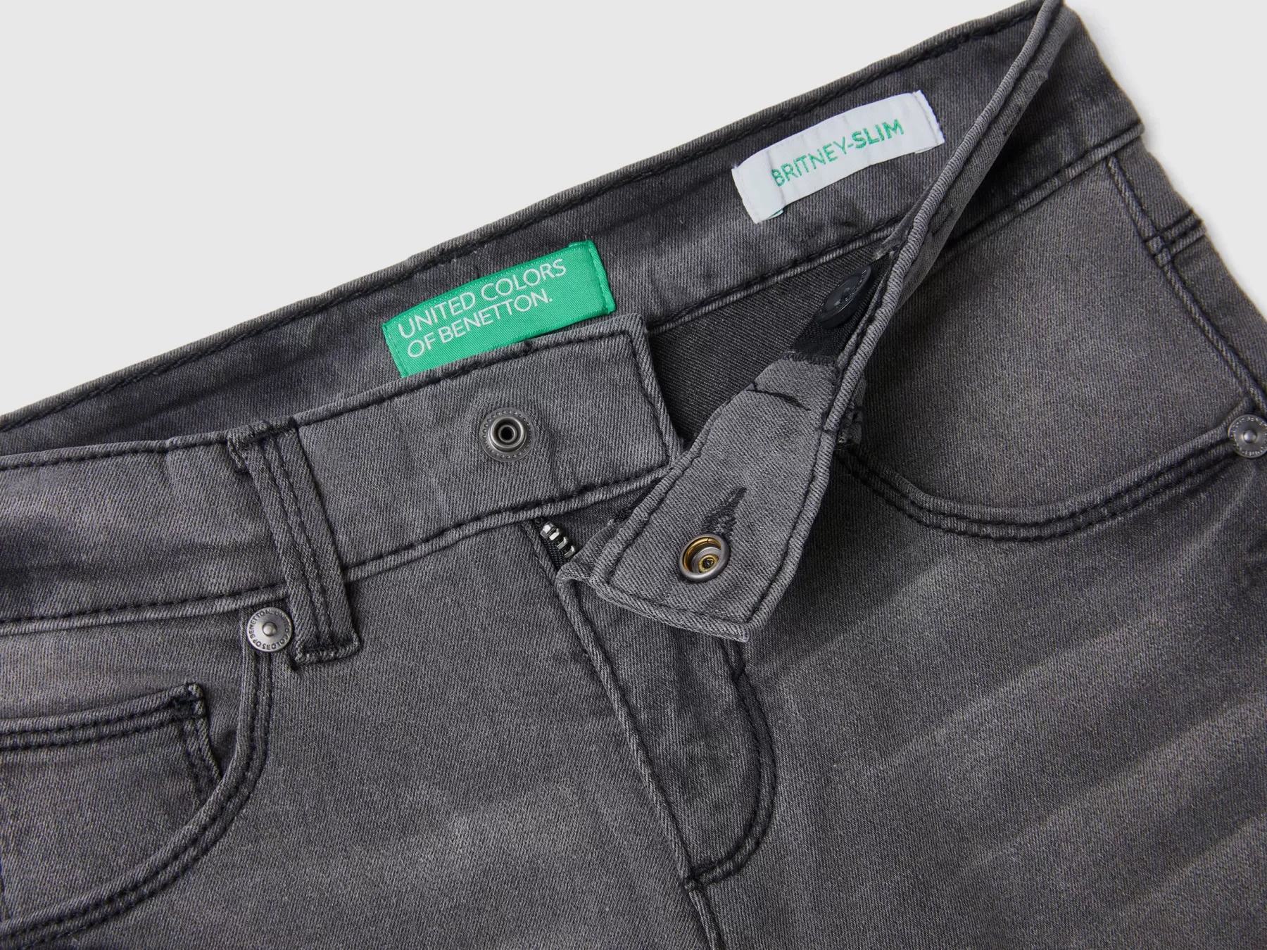 Benetton Jeans Slim Fit Cinque Tasche Nero Outlet