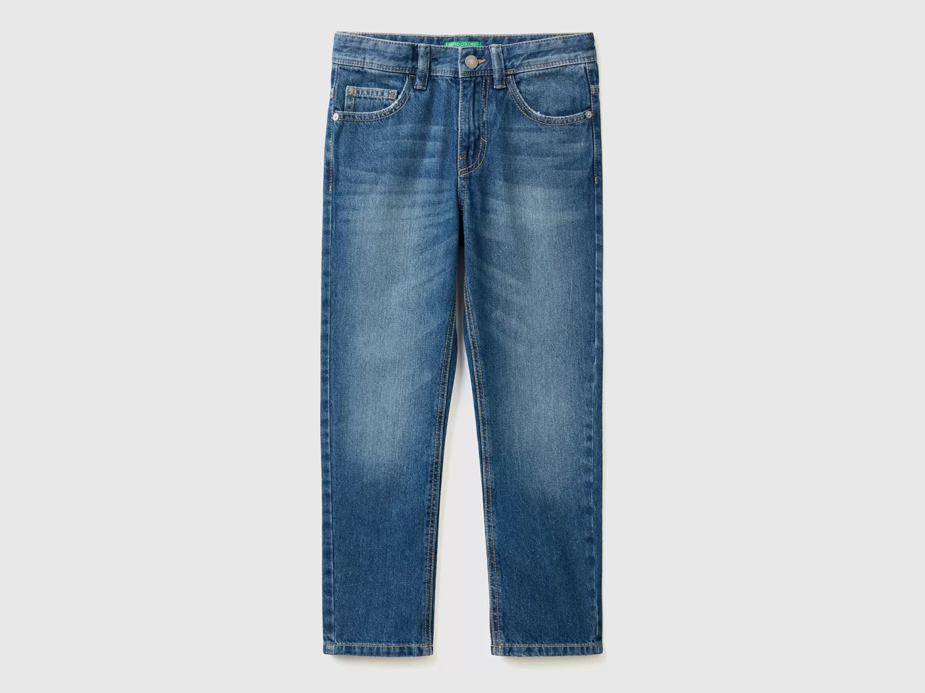 Benetton Jeans Straight Leg Blu Scuro Cheap