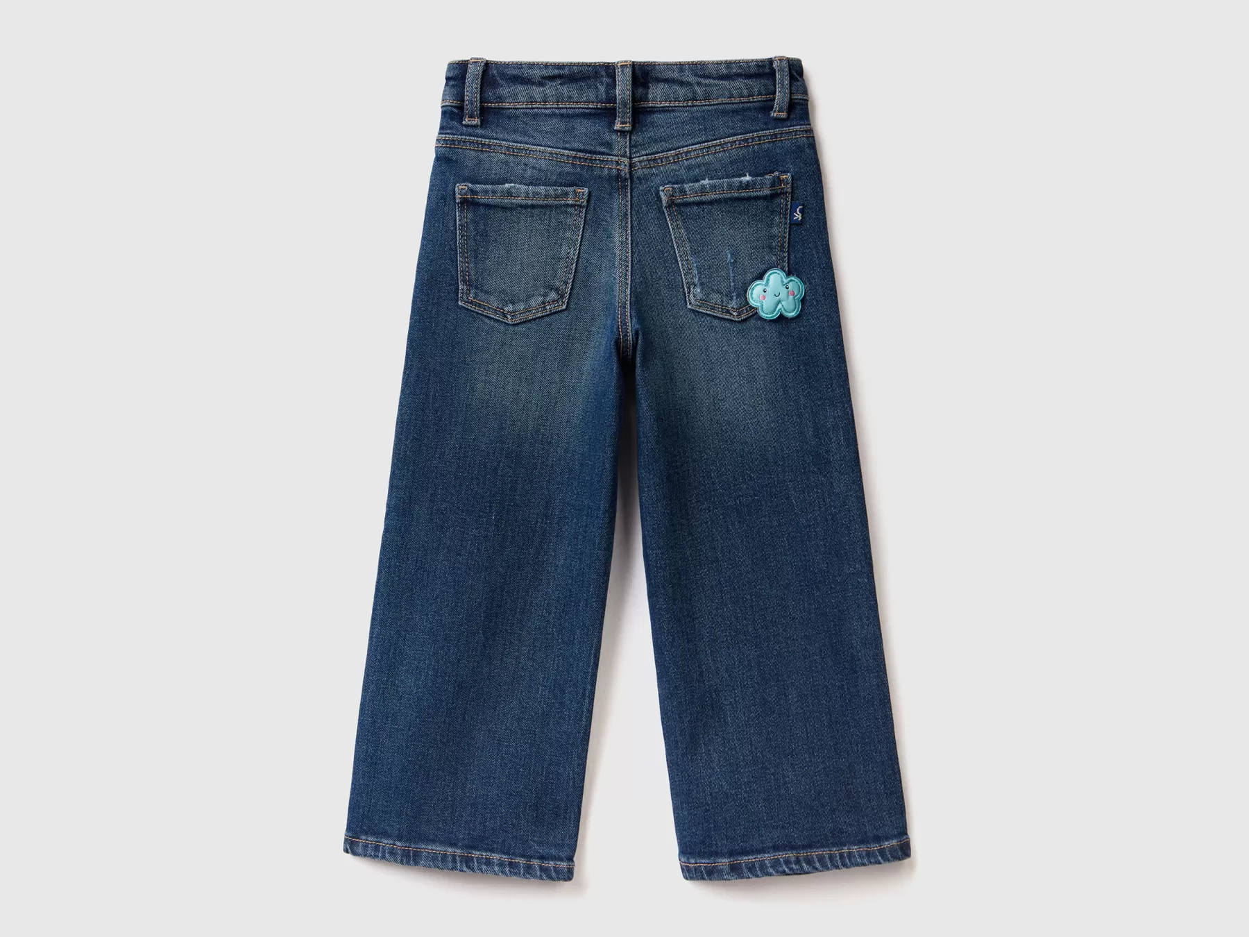 Benetton Jeans Wide Fit Blu Outlet