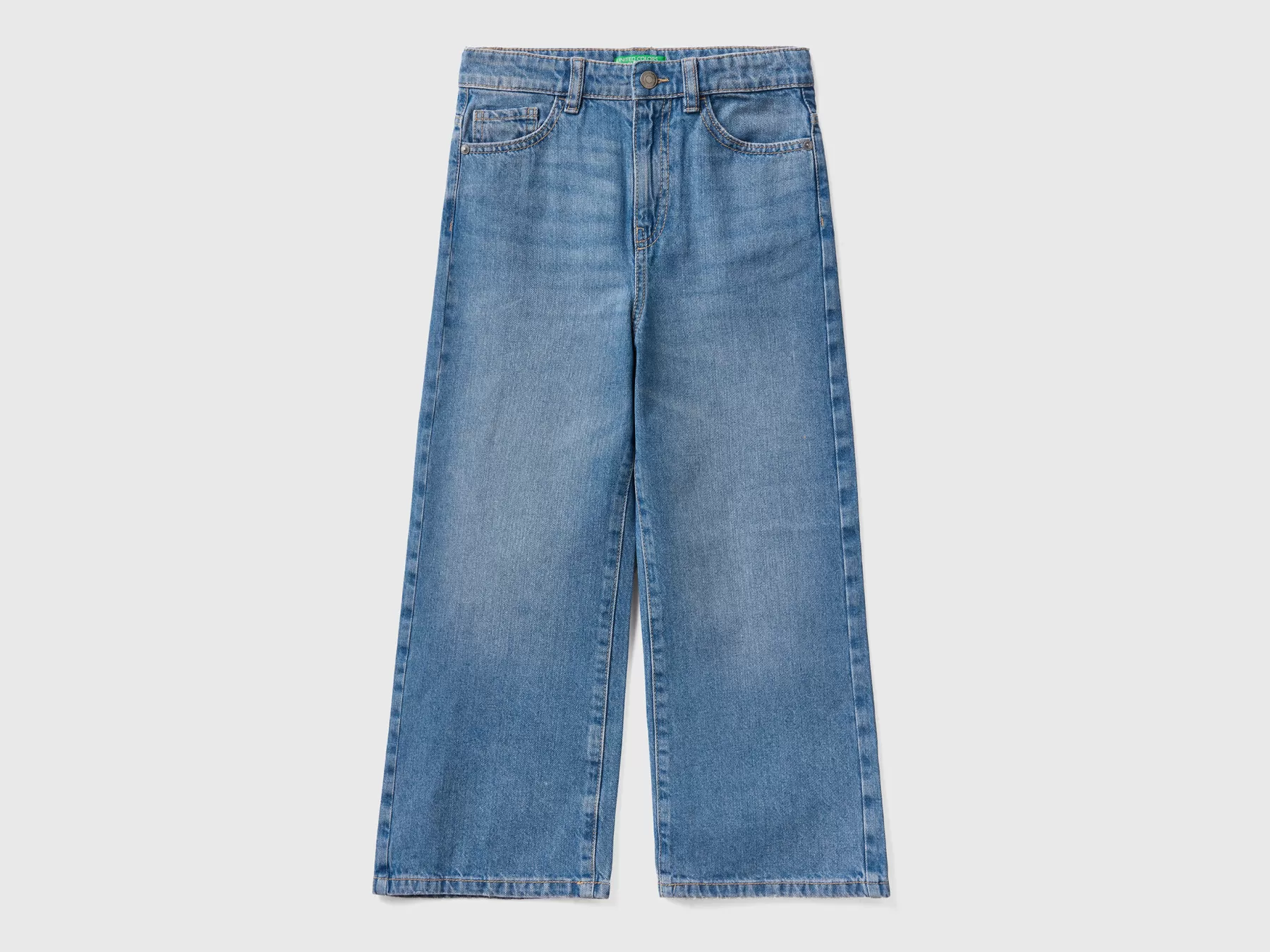 Benetton Jeans Wide Fit A Vita Alta Blu Scuro Outlet