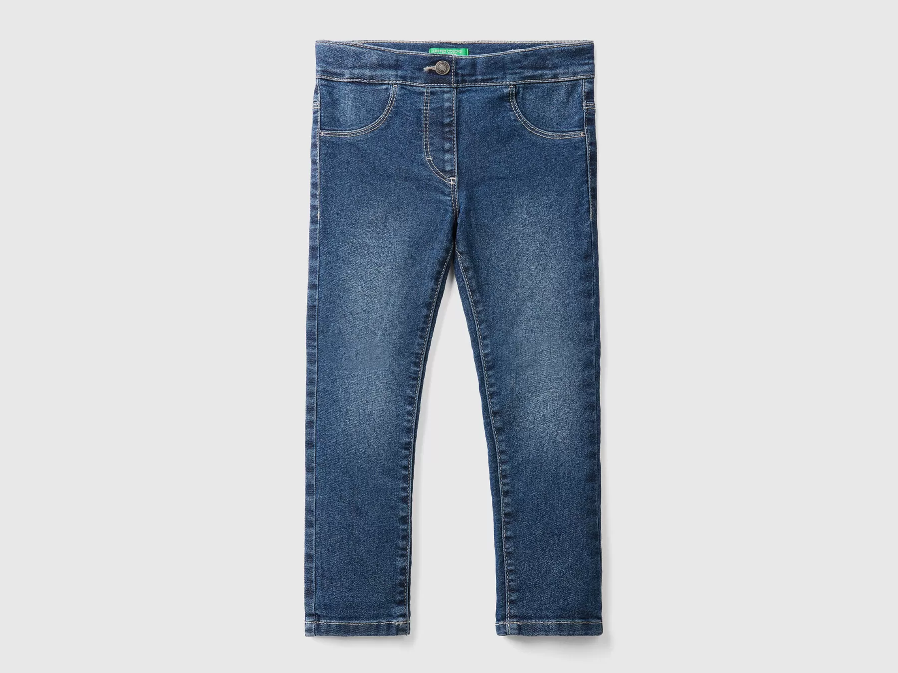 Benetton Jeggings "Eco-Recycle" In Misto Cotone Stretch Blu Scuro Clearance