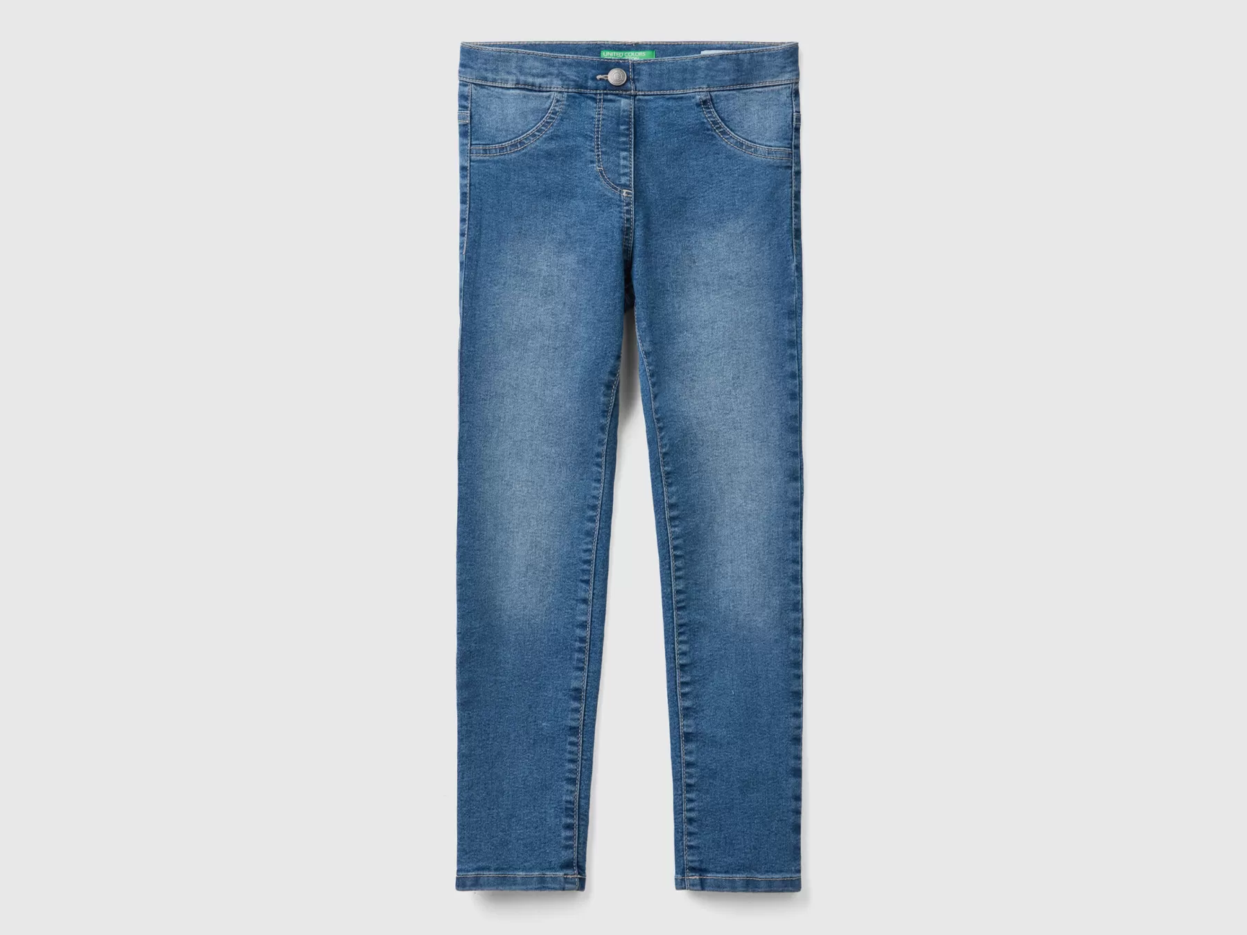 Benetton Jeggings In Denim "Eco-Recycle" Azzurro Outlet