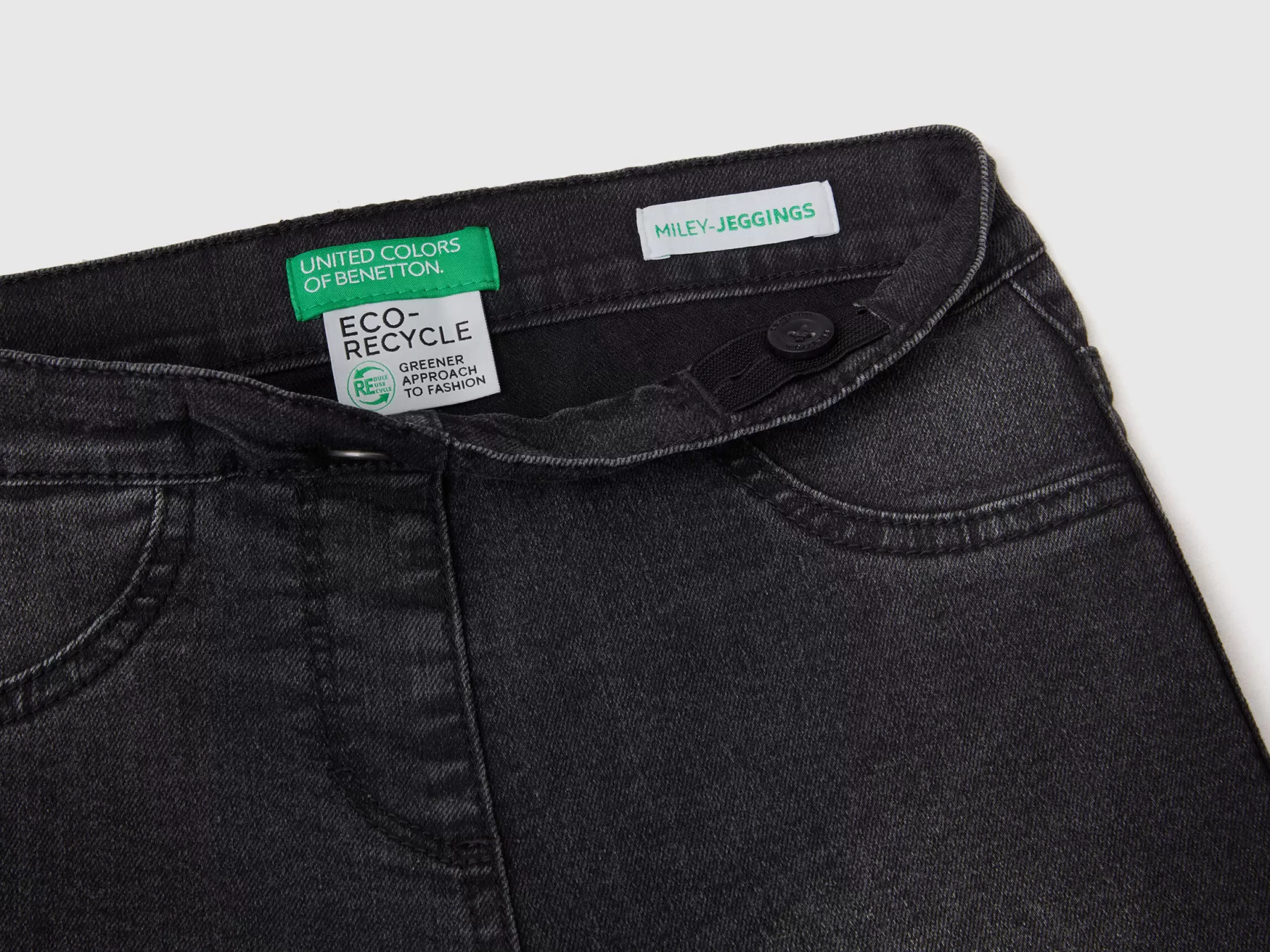 Benetton Jeggings In Denim "Eco-Recycle" Nero Cheap