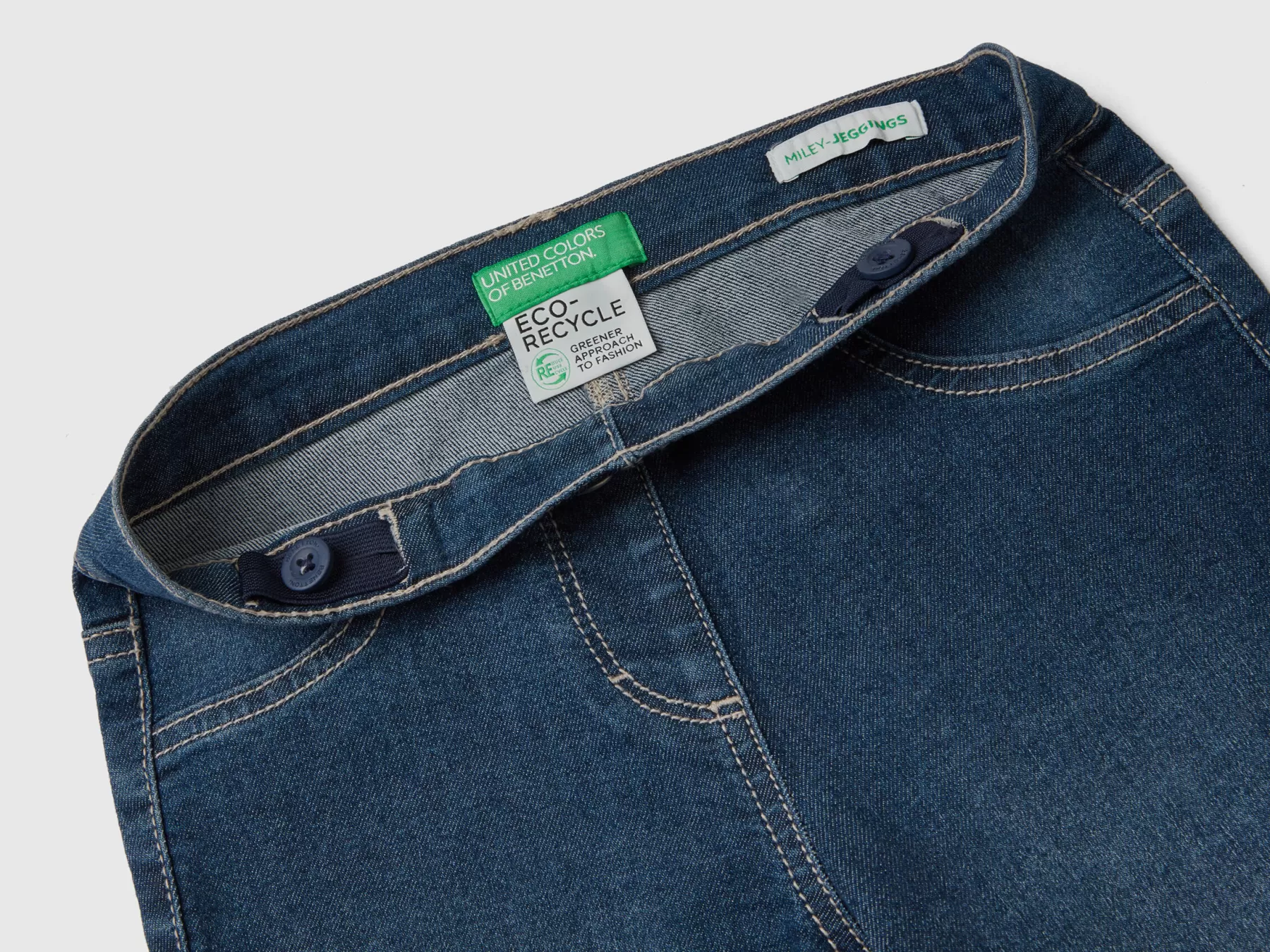 Benetton Jeggings In Denim "Eco-Recycle" Blu Scuro Fashion