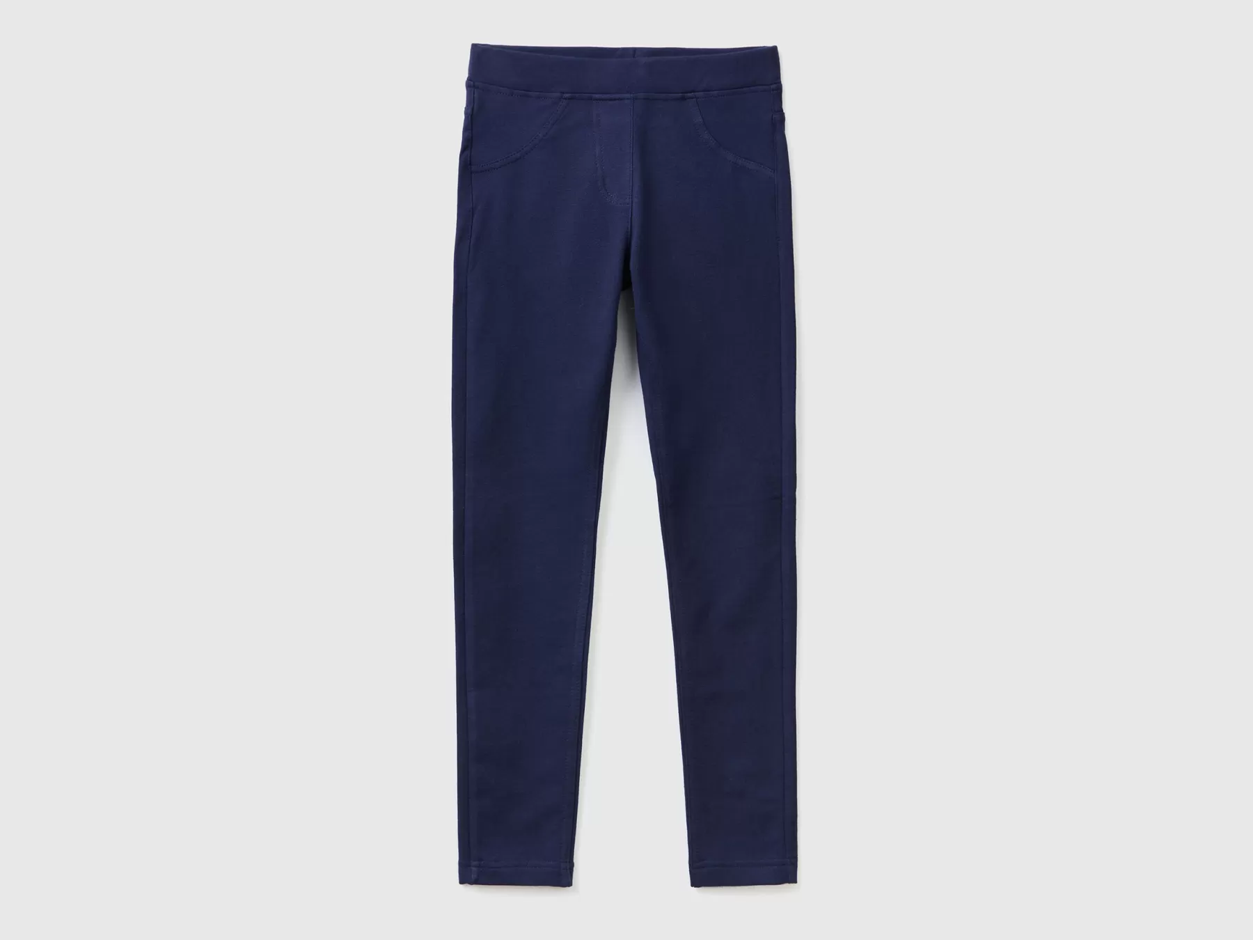 Benetton Jeggings In Felpa Stretch Blu Scuro Shop