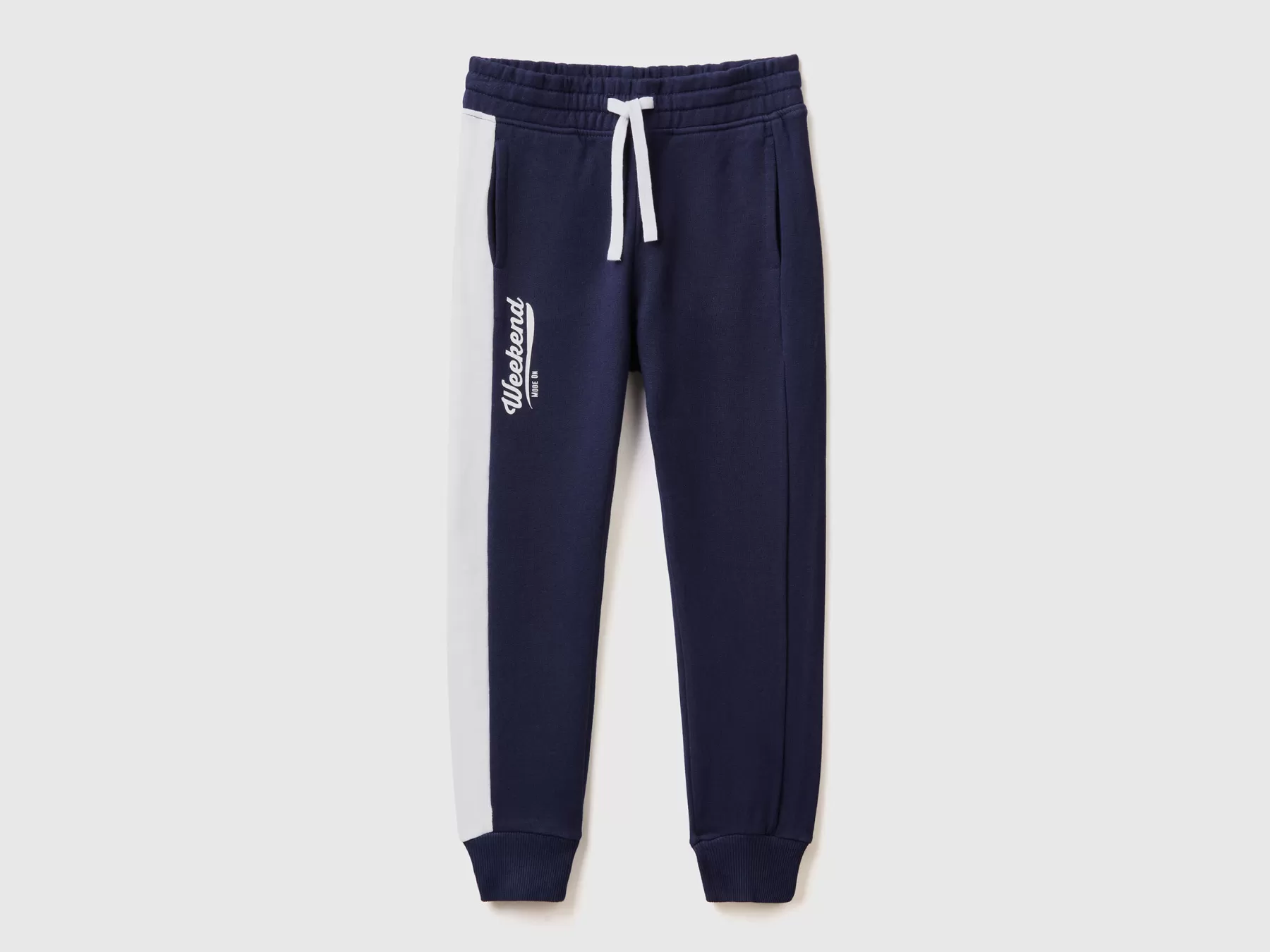 Benetton Joggers Con Banda A Contrasto Blu Scuro Flash Sale