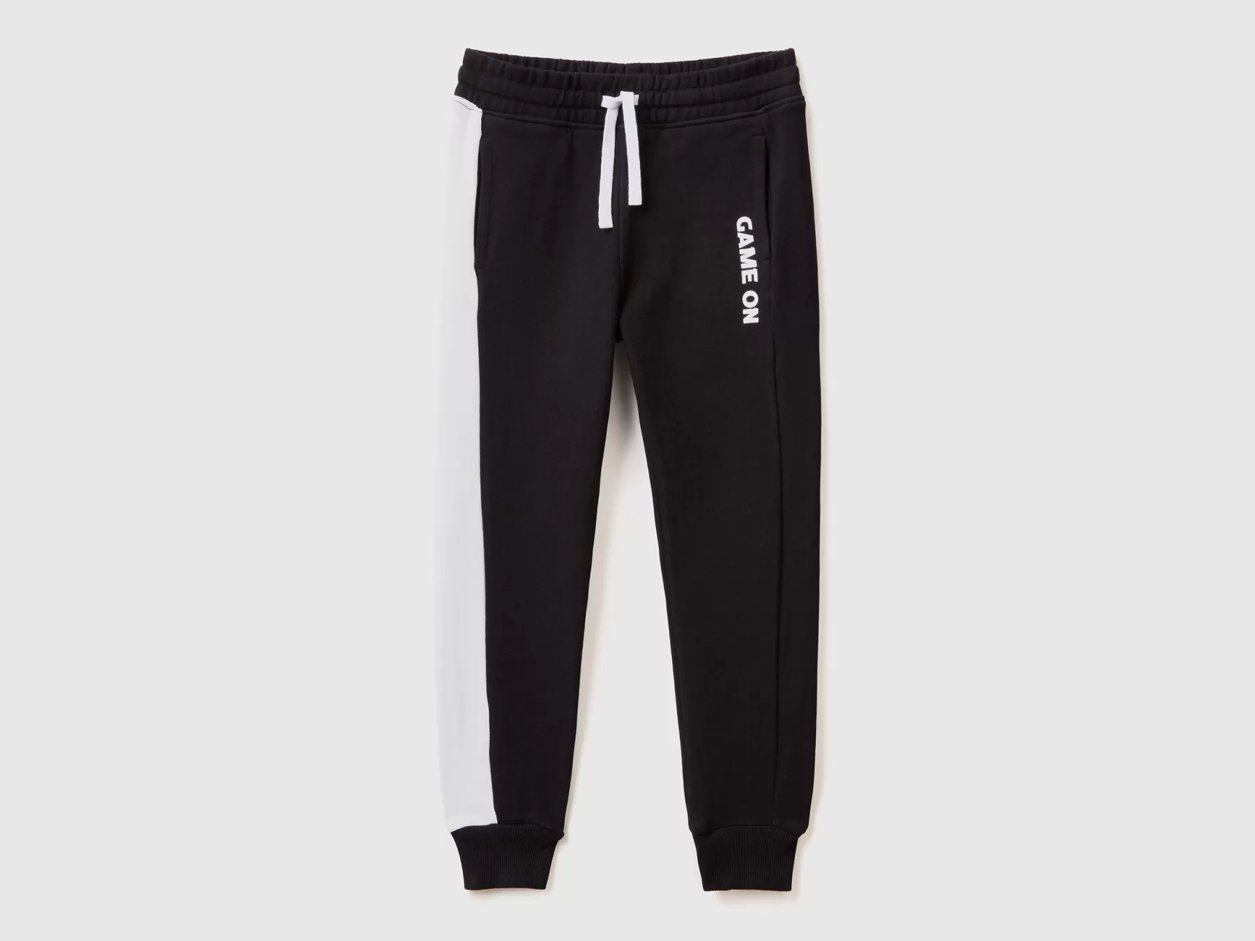 Benetton Joggers Con Banda A Contrasto Nero Hot