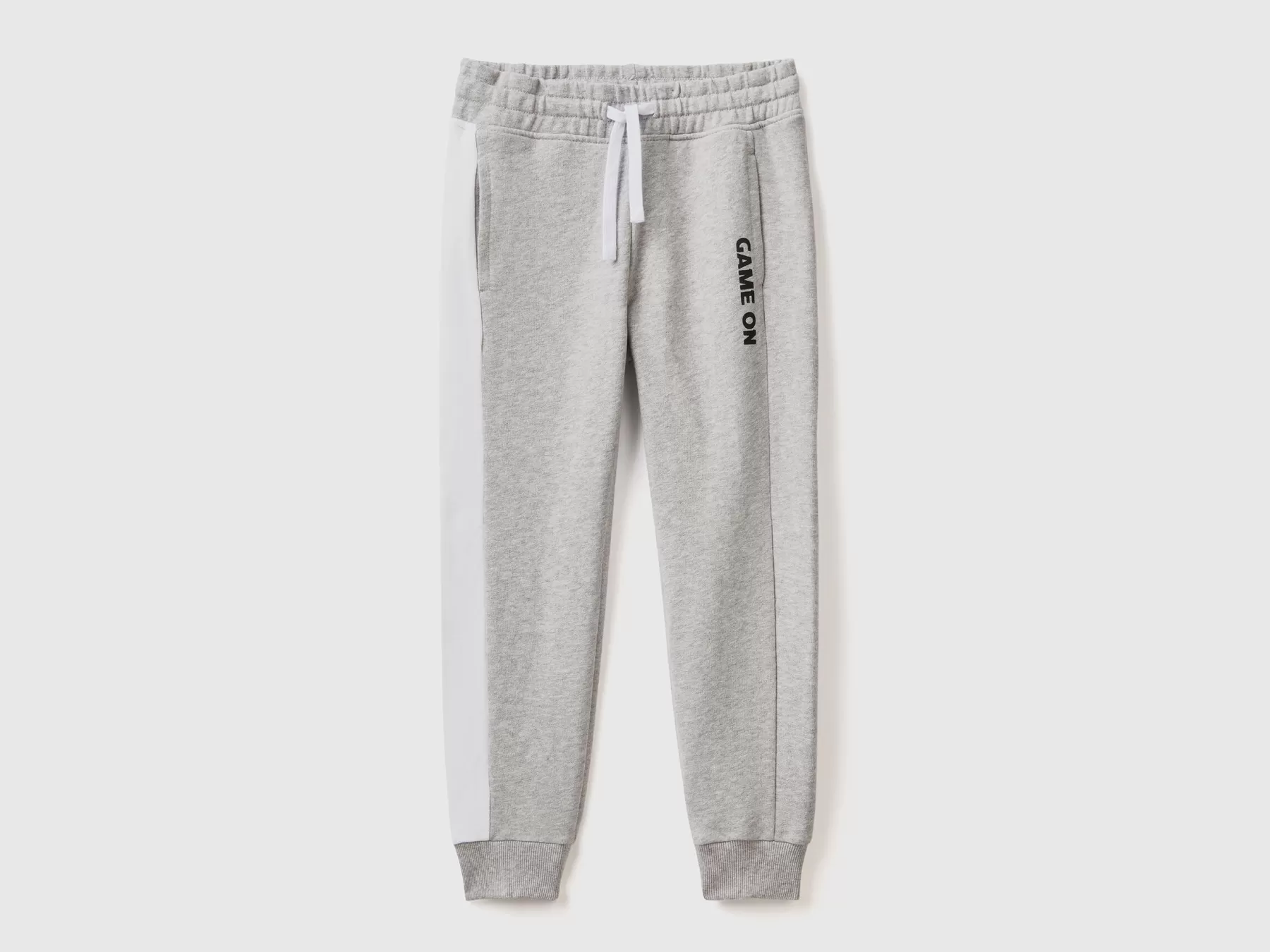 Benetton Joggers Con Banda A Contrasto Grigio Chiaro Outlet