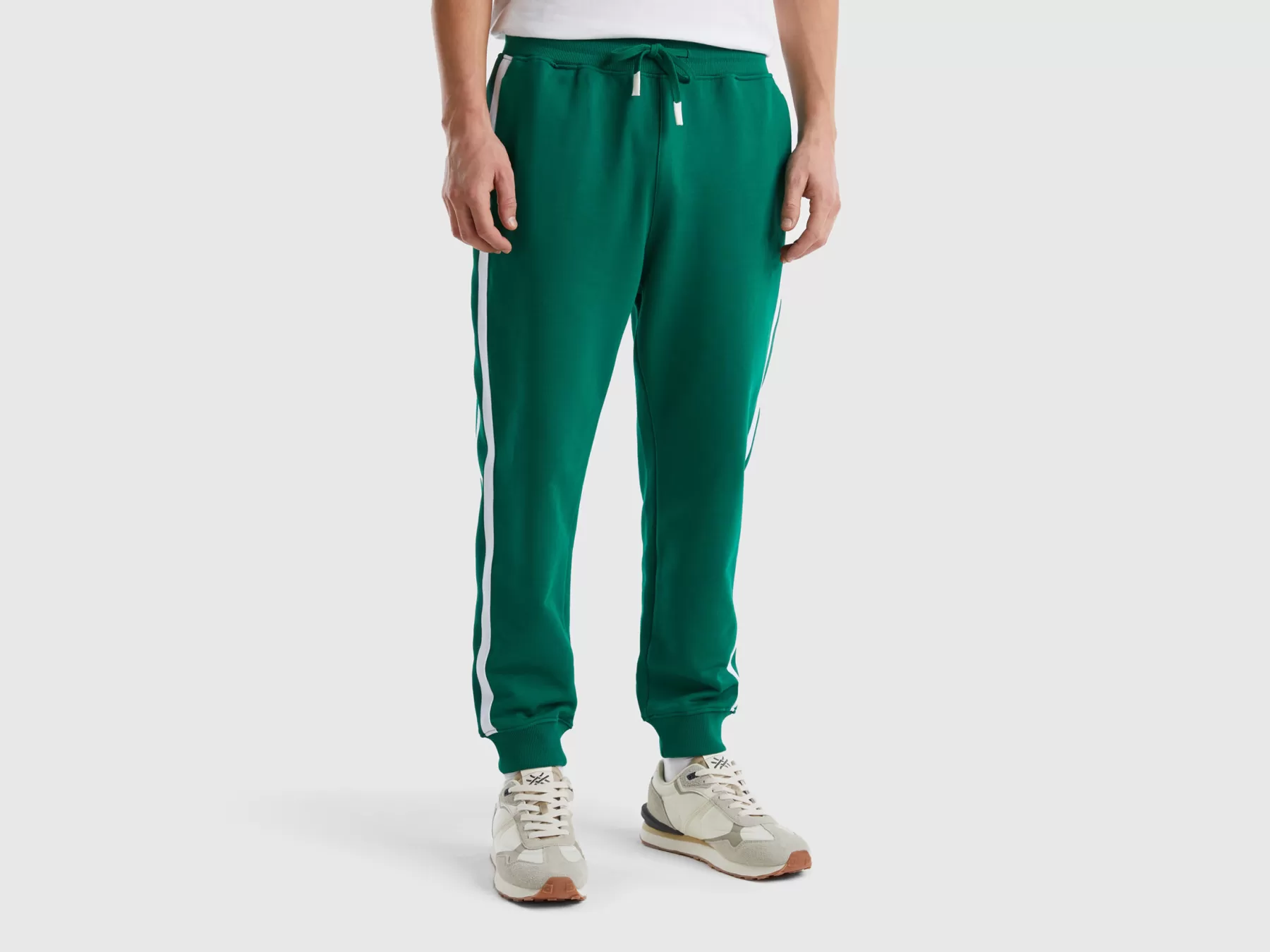 Benetton Joggers Con Bande Laterali Verde Scuro Hot