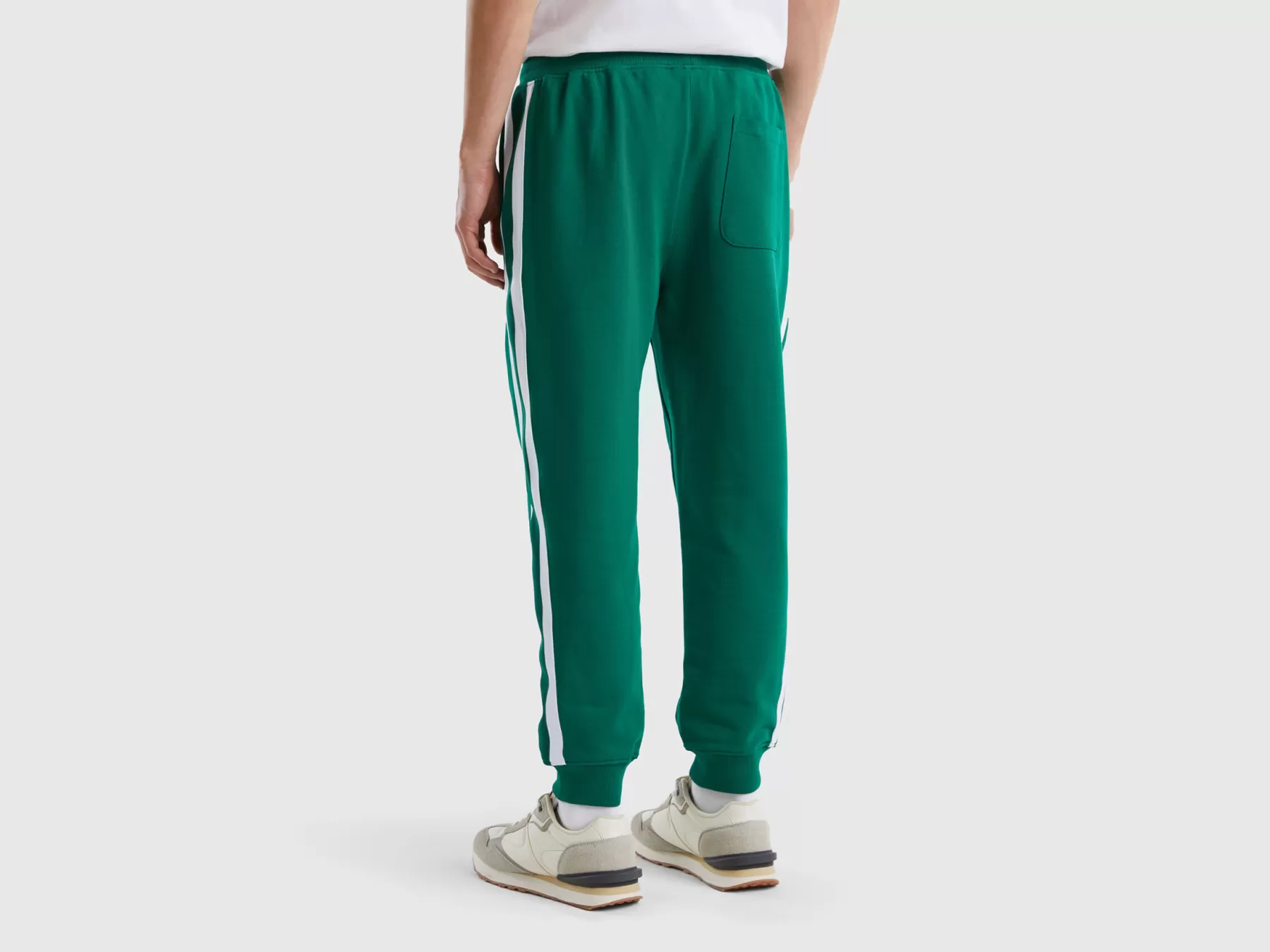 Benetton Joggers Con Bande Laterali Verde Scuro Hot