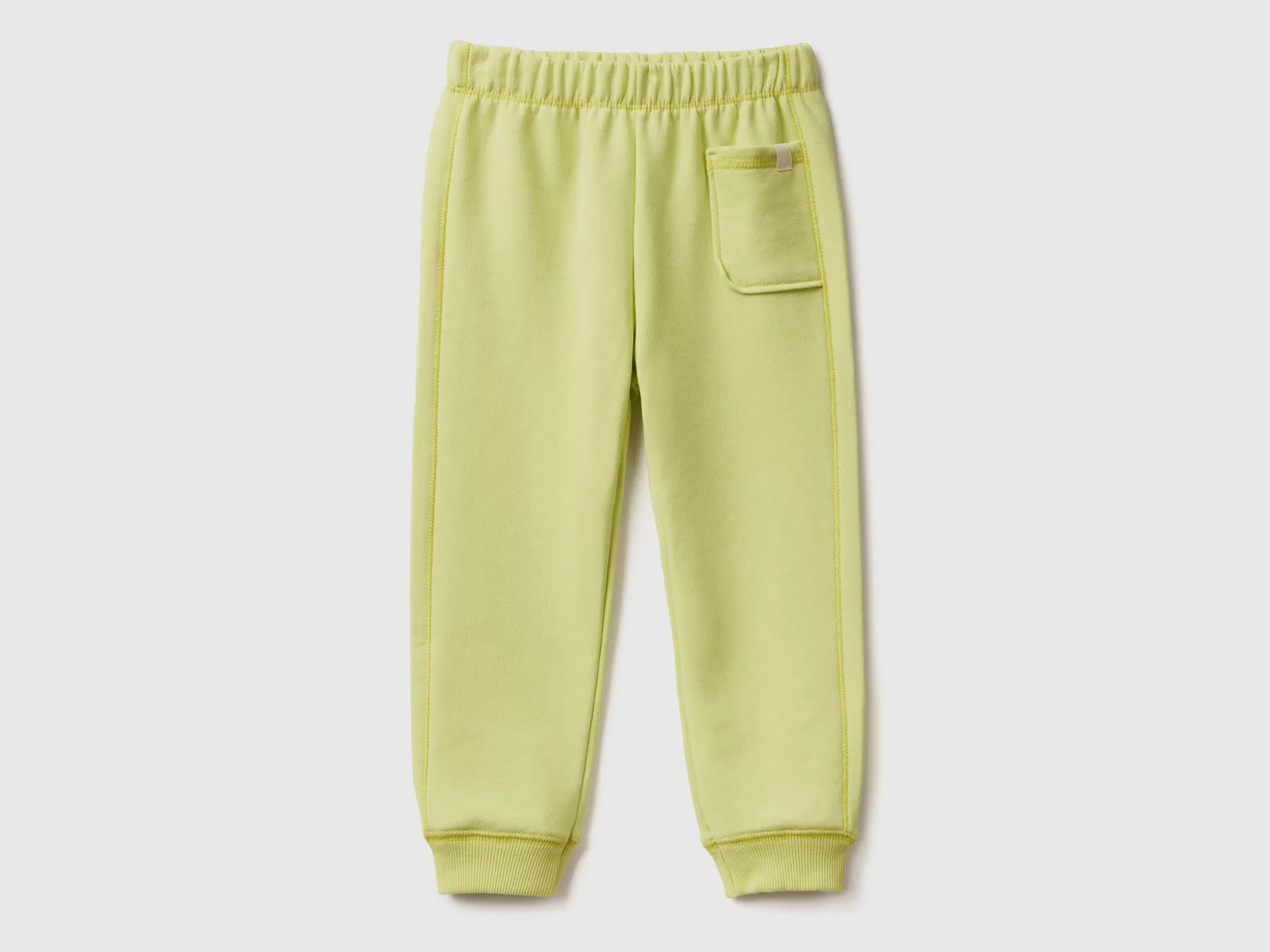 Benetton Joggers Con Taschino In Tessuto Riciclato Giallo Fluo Best Sale