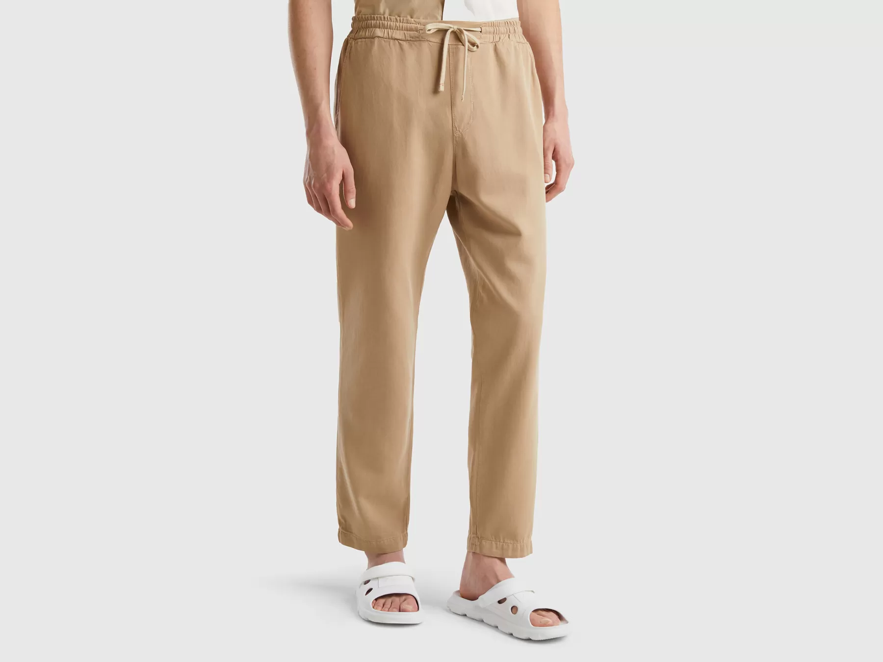 Benetton Joggers Fluidi Con Tasche Beige Clearance