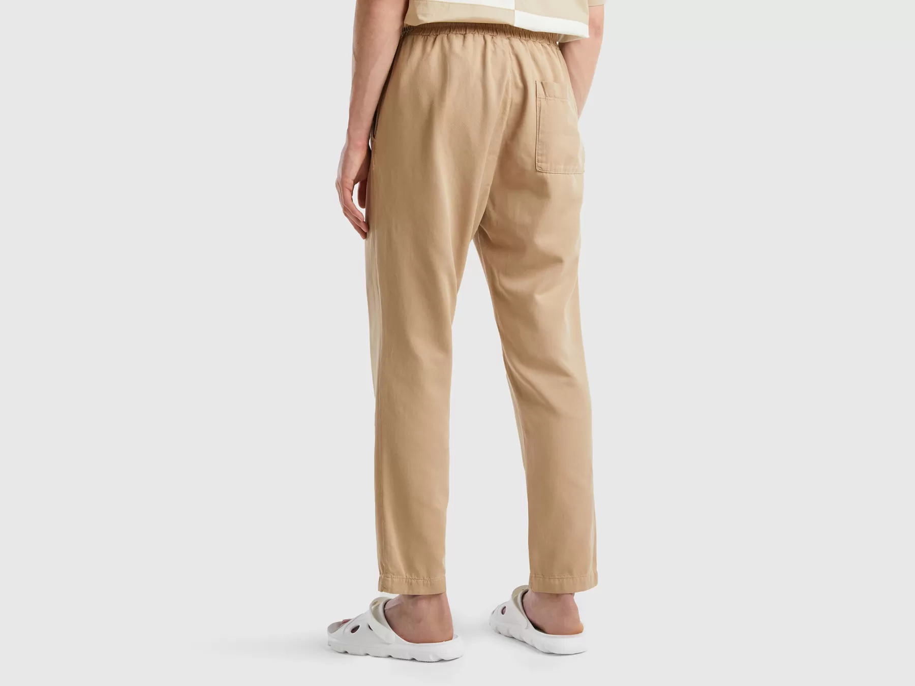 Benetton Joggers Fluidi Con Tasche Beige Clearance