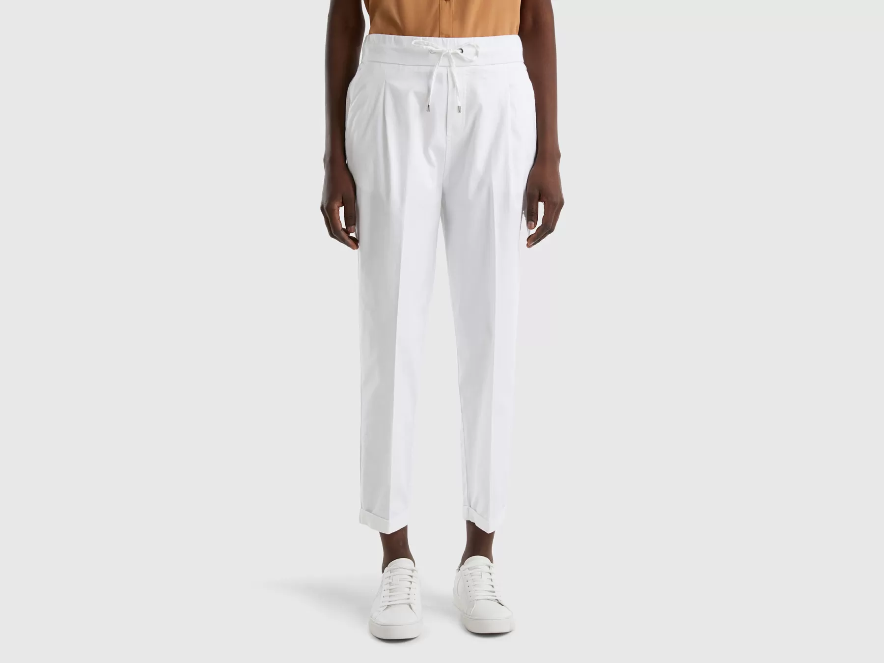 Benetton Joggers In Cotone Elasticizzato Bianco Best