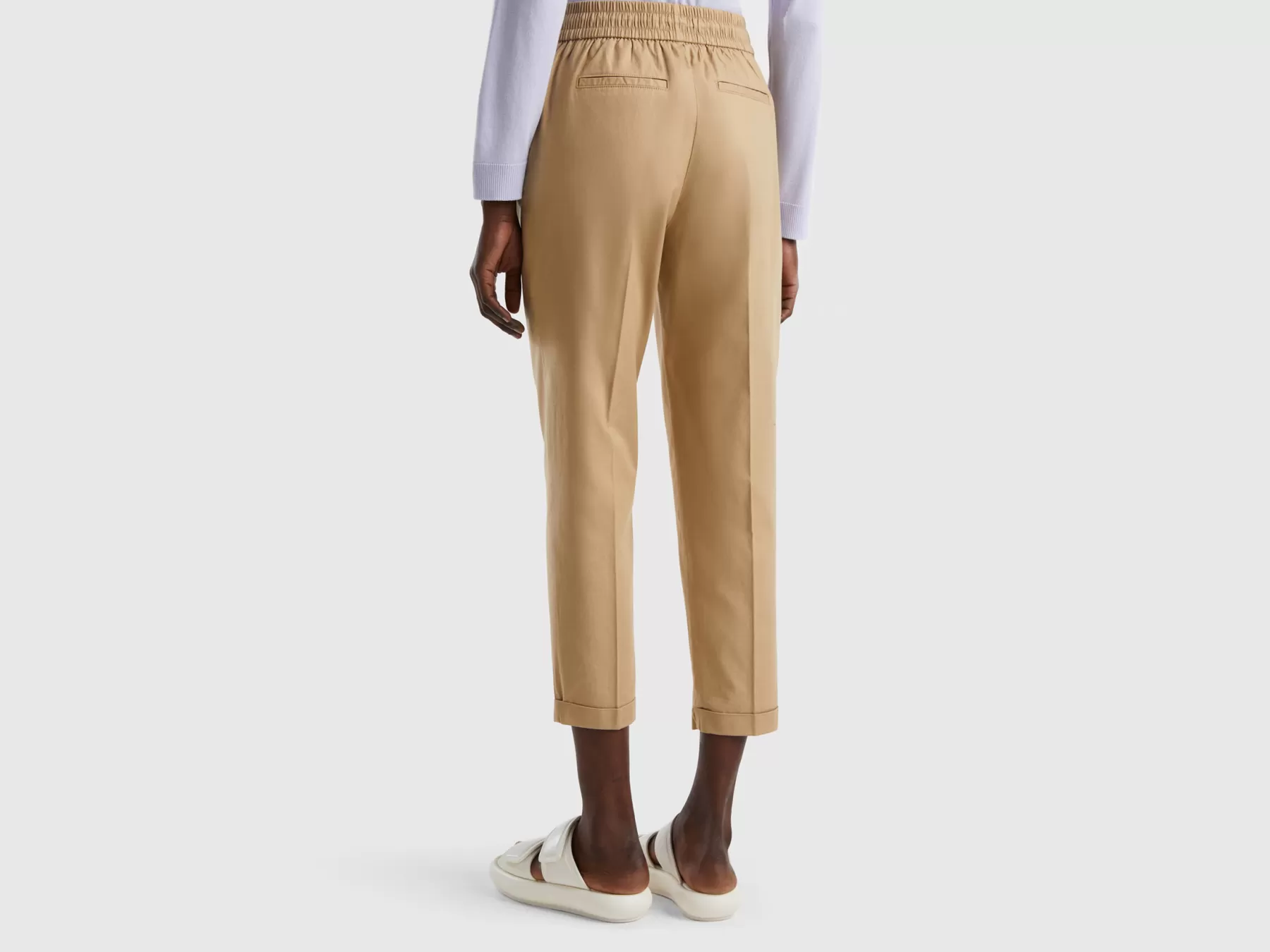 Benetton Joggers In Cotone Elasticizzato Beige Best