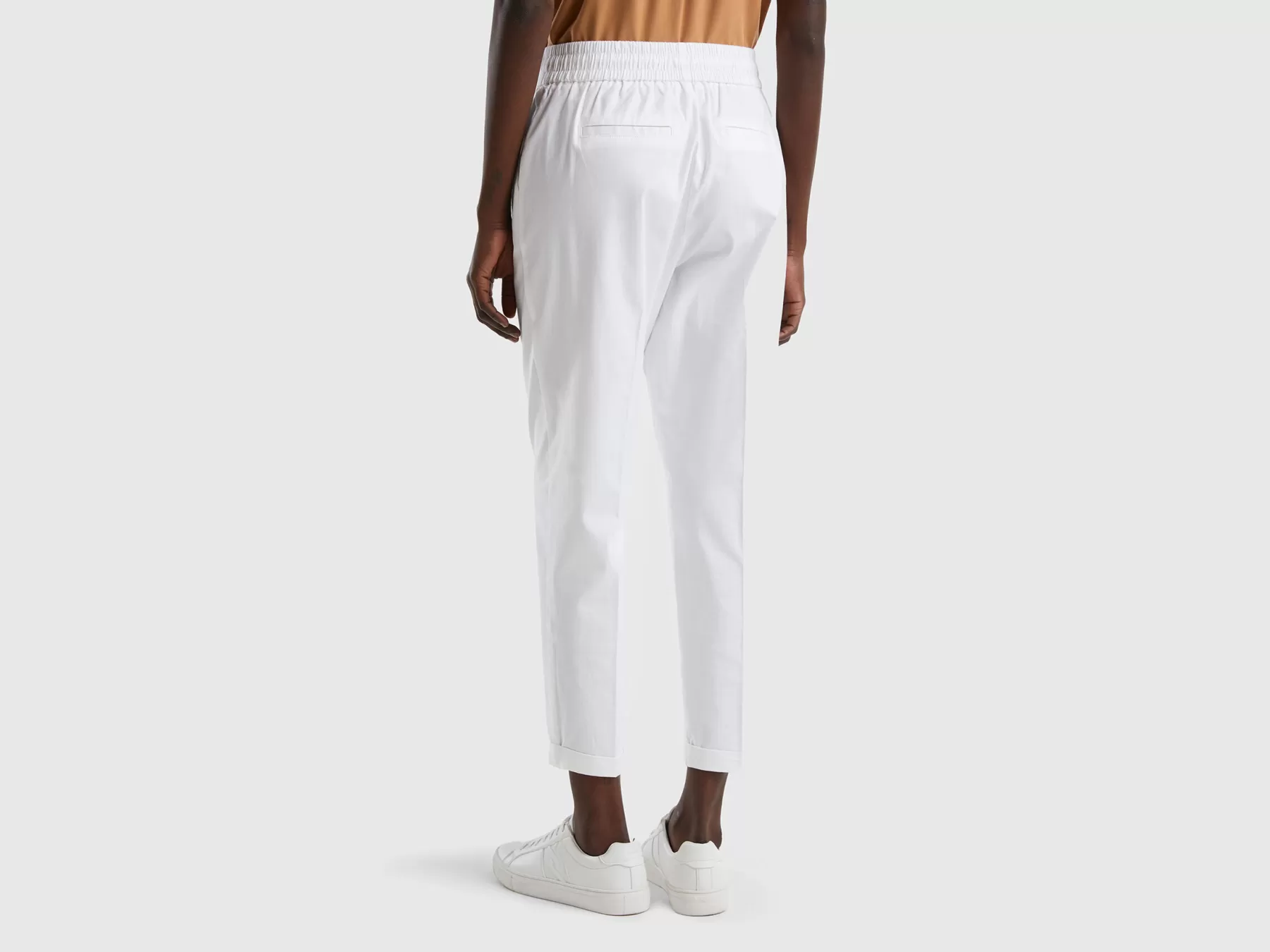 Benetton Joggers In Cotone Elasticizzato Bianco Best