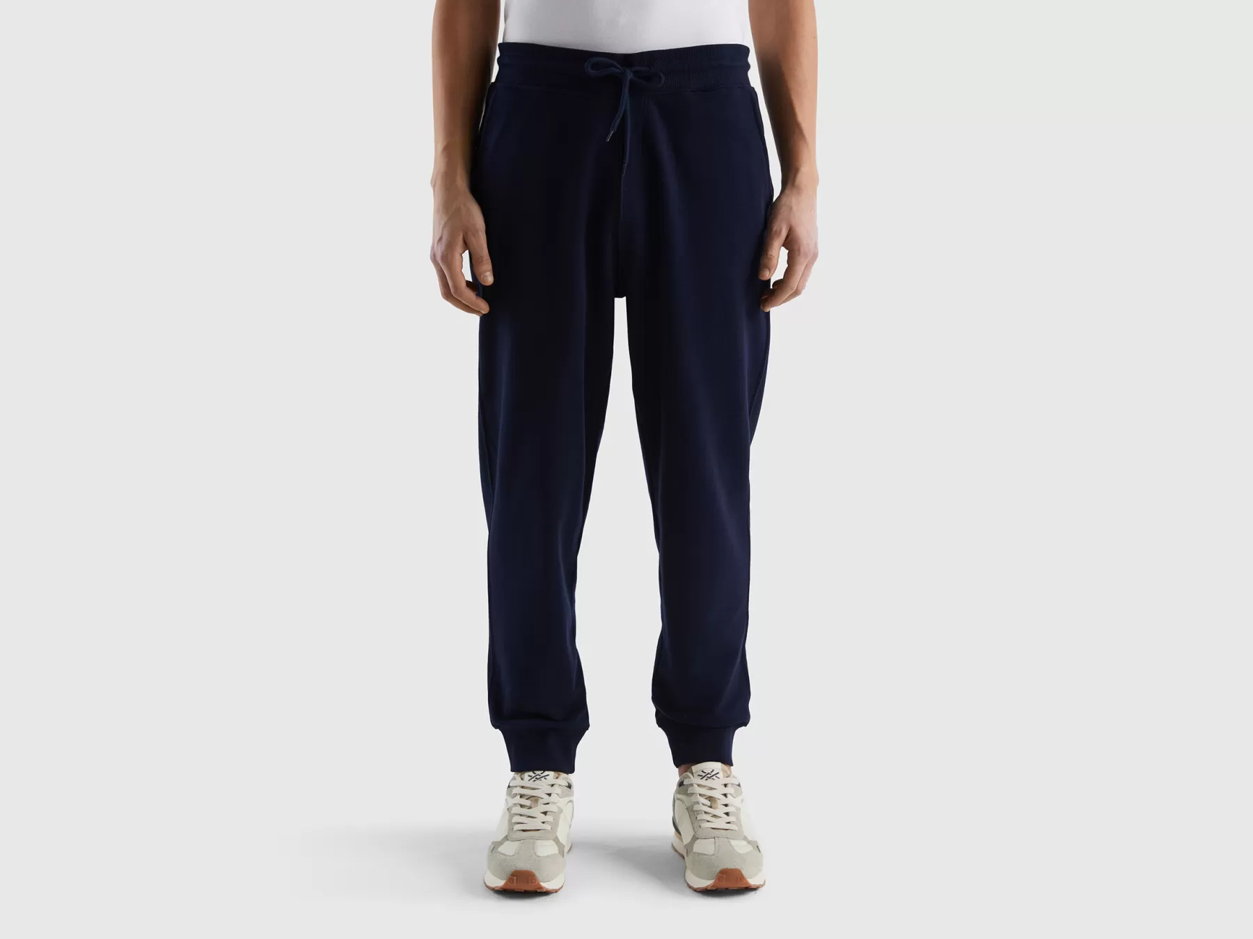 Benetton Joggers In Felpa 100% Cotone Blu Scuro Shop