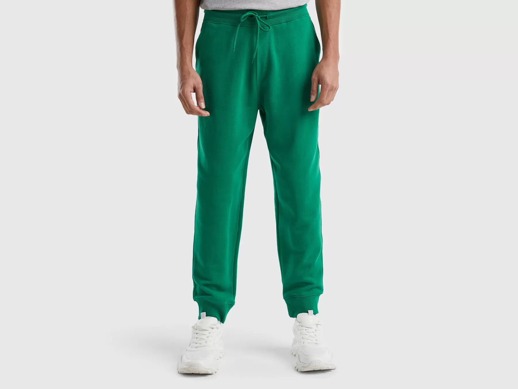 Benetton Joggers In Felpa 100% Cotone Verde Scuro Cheap