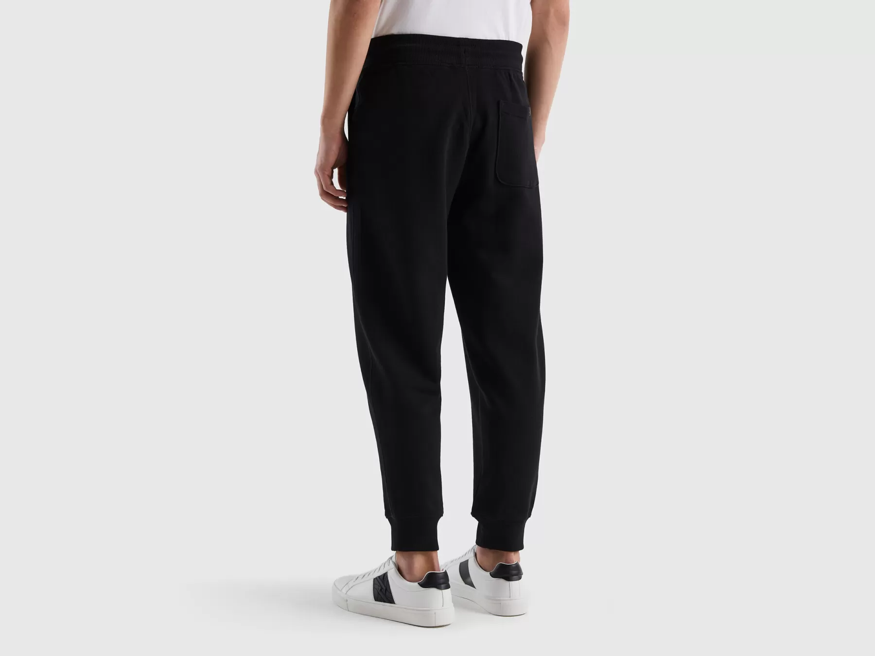 Benetton Joggers In Felpa 100% Cotone Nero Discount