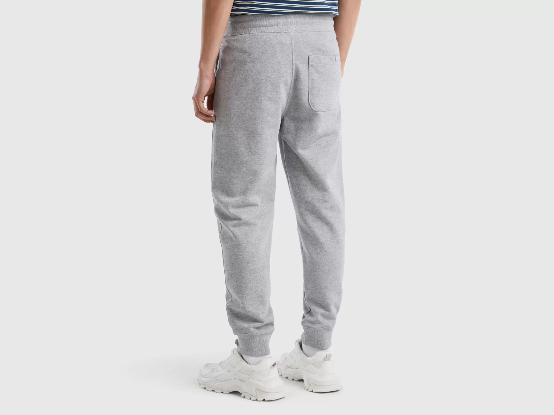 Benetton Joggers In Felpa 100% Cotone Grigio Chiaro Online