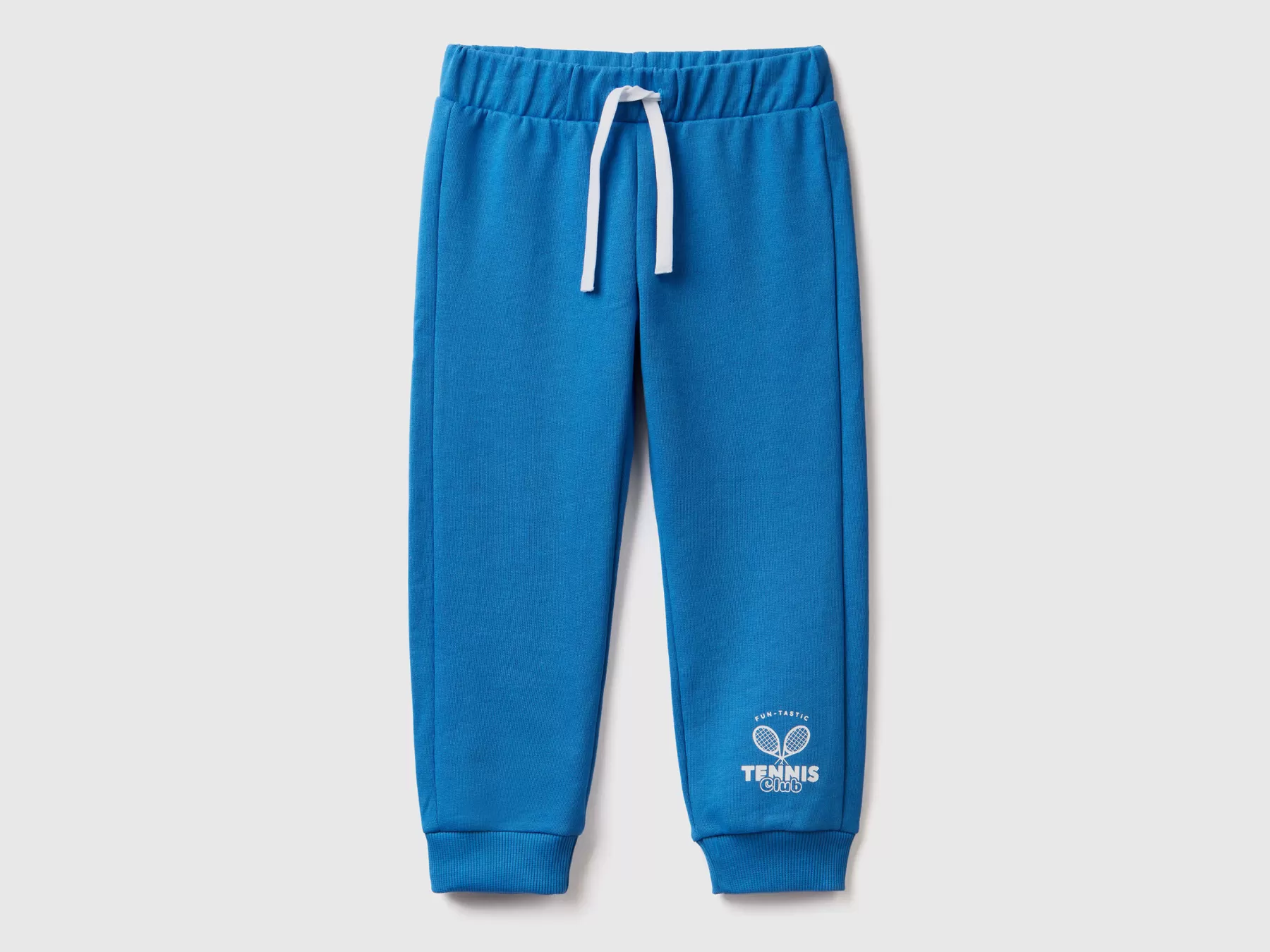 Benetton Joggers In Felpa Con Coulisse Bluette New