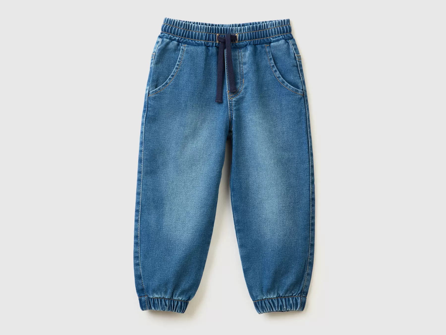 Benetton Joggers In Felpa Effetto Denim Blu Shop