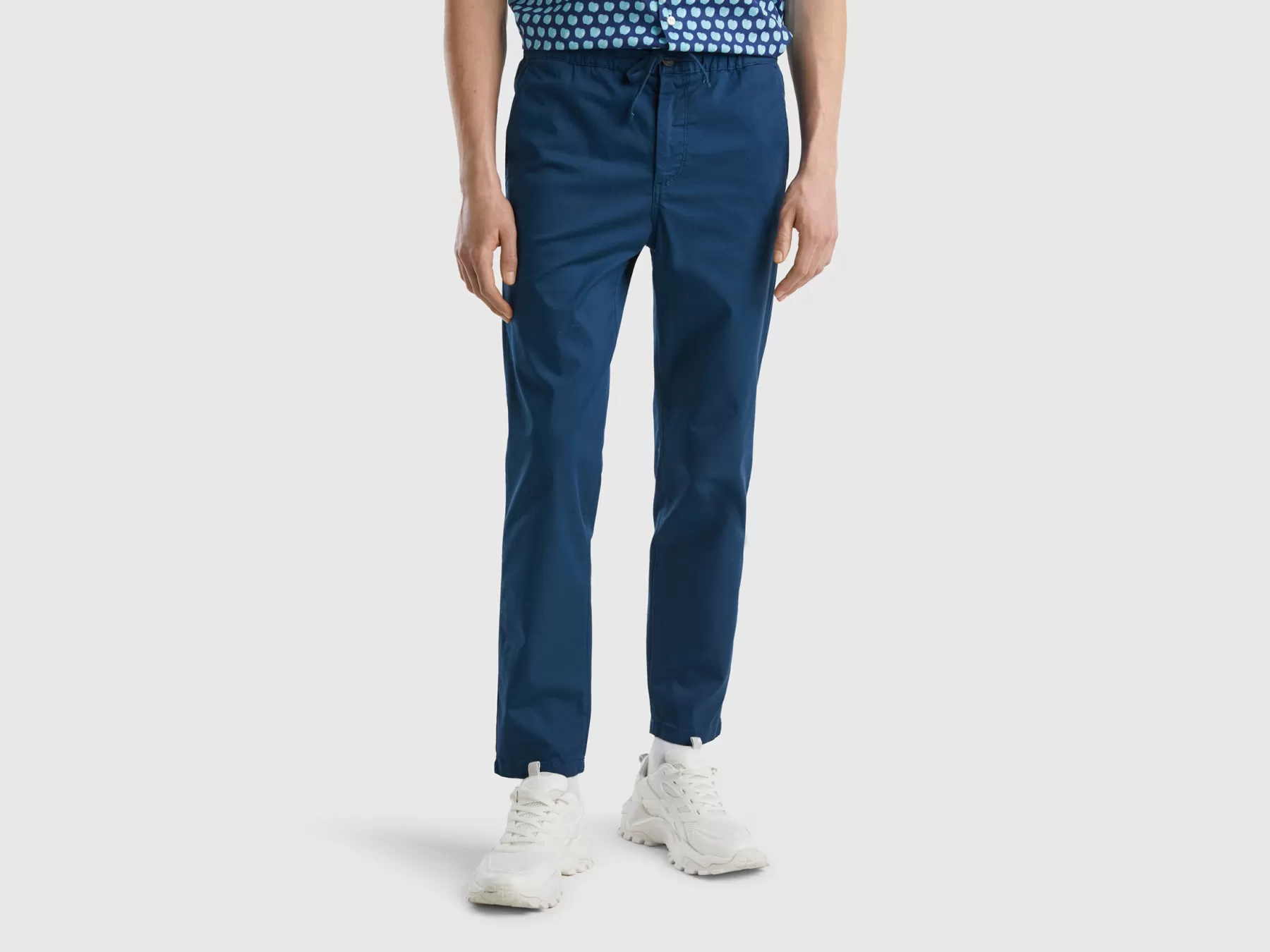 Benetton Joggers Slim Fit Con Coulisse Blu Scuro Discount