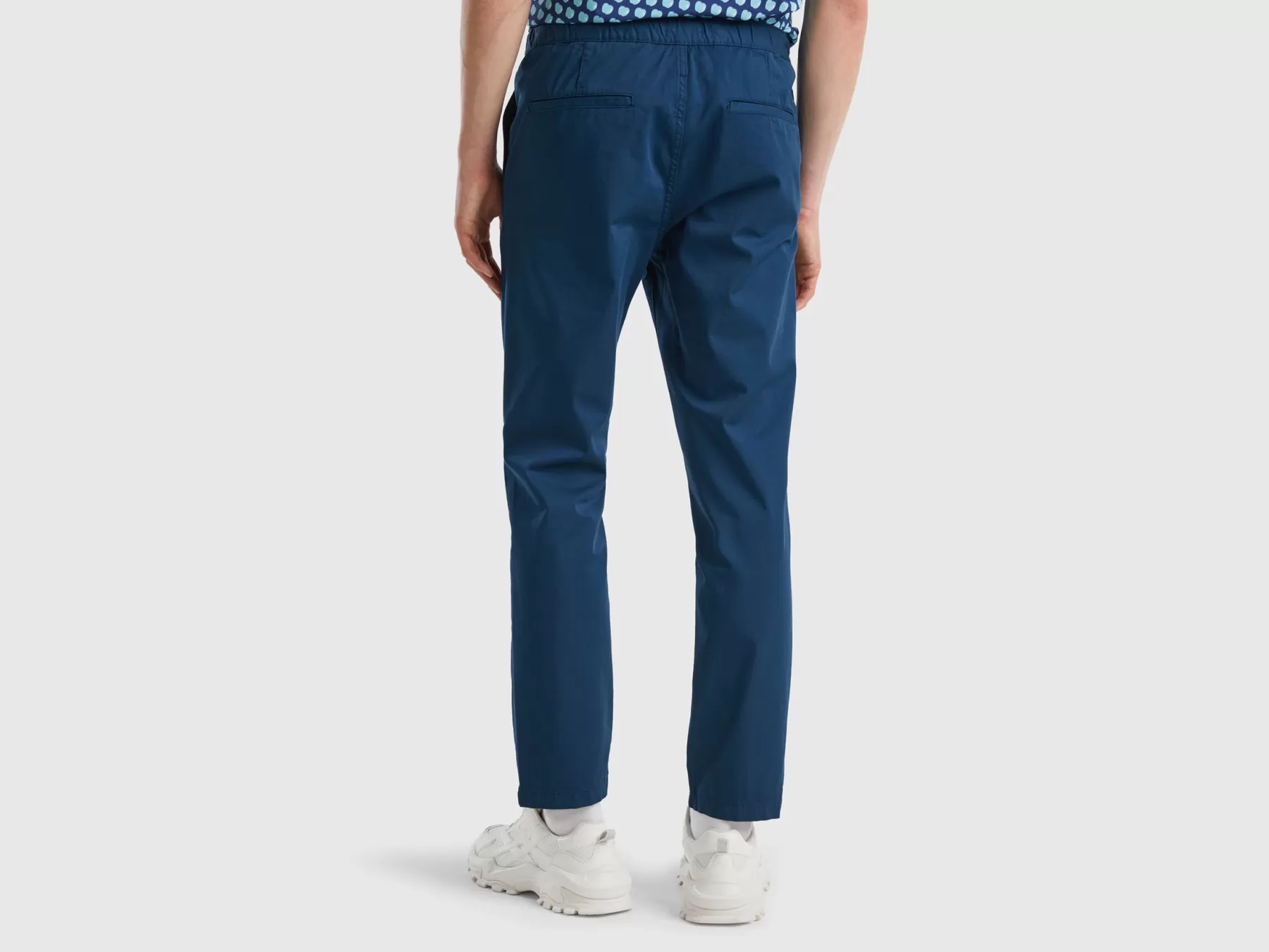 Benetton Joggers Slim Fit Con Coulisse Blu Scuro Discount