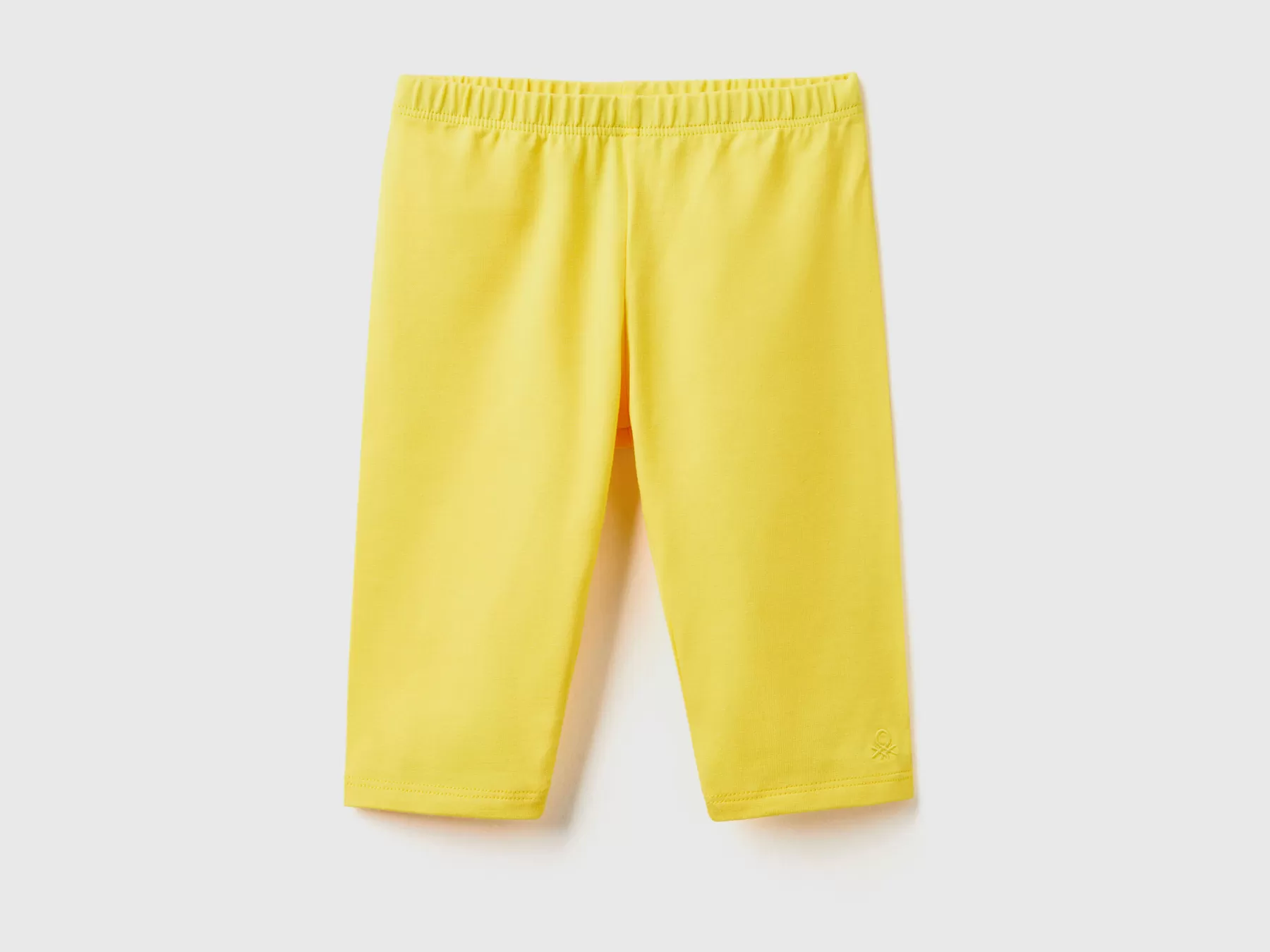 Benetton Leggings A 3/4 In Cotone Stretch Giallo Clearance