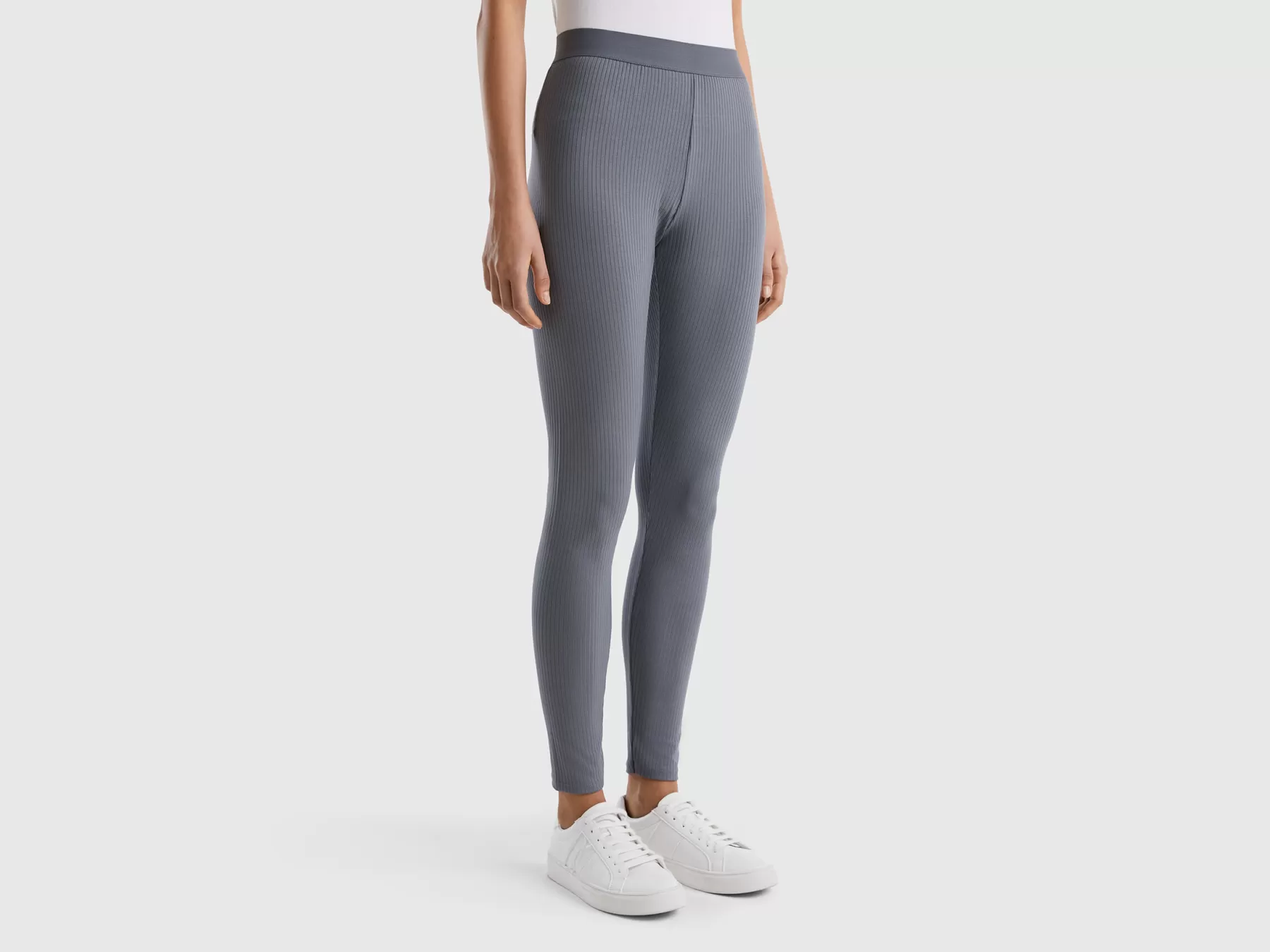 Benetton Leggings A Costine Stretch Grigio Cheap