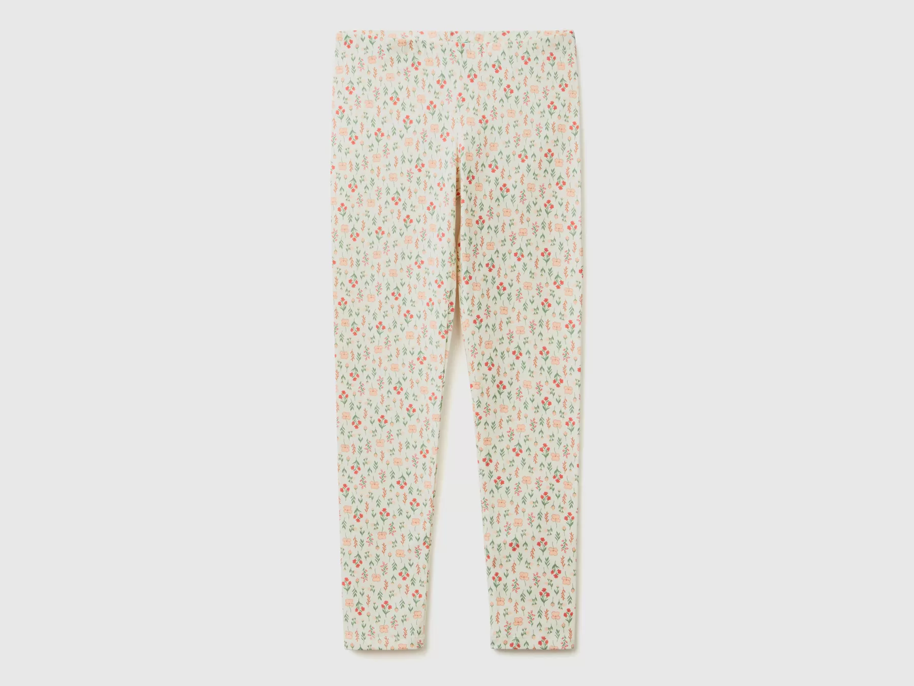 Benetton Leggings Con Stampa Fantasia Bianco Panna Cheap