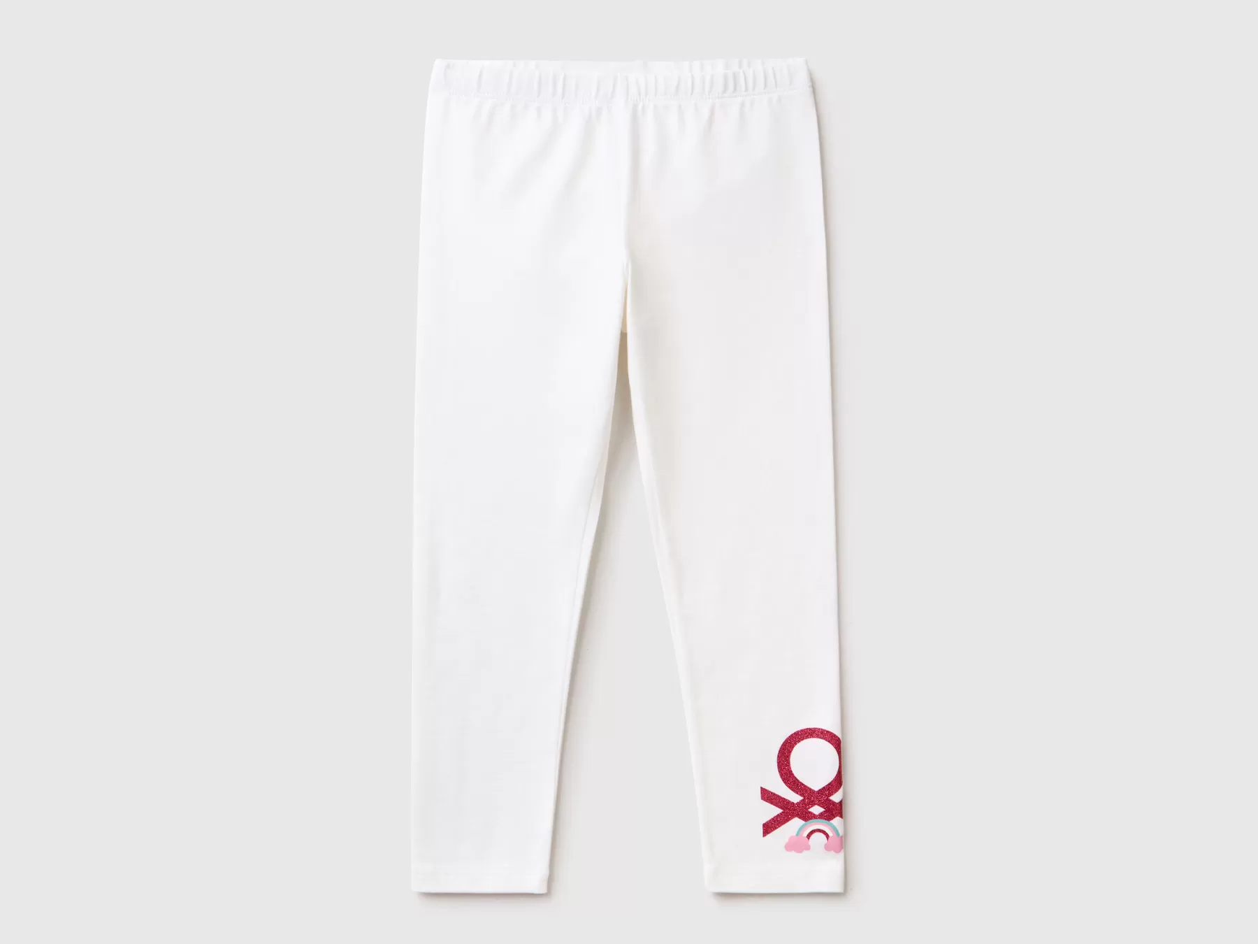 Benetton Leggings Con Stampa Glitter Bianco Online