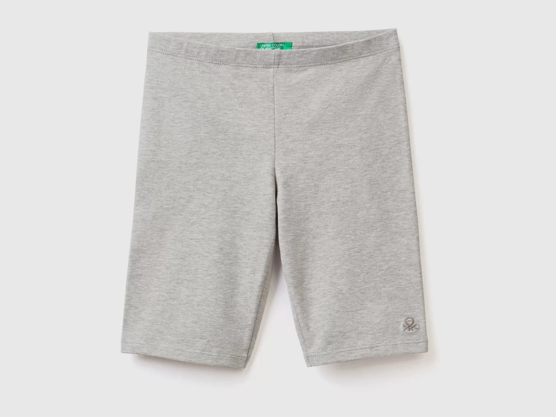 Benetton Leggings Corti In Cotone Stretch Grigio Chiaro Store