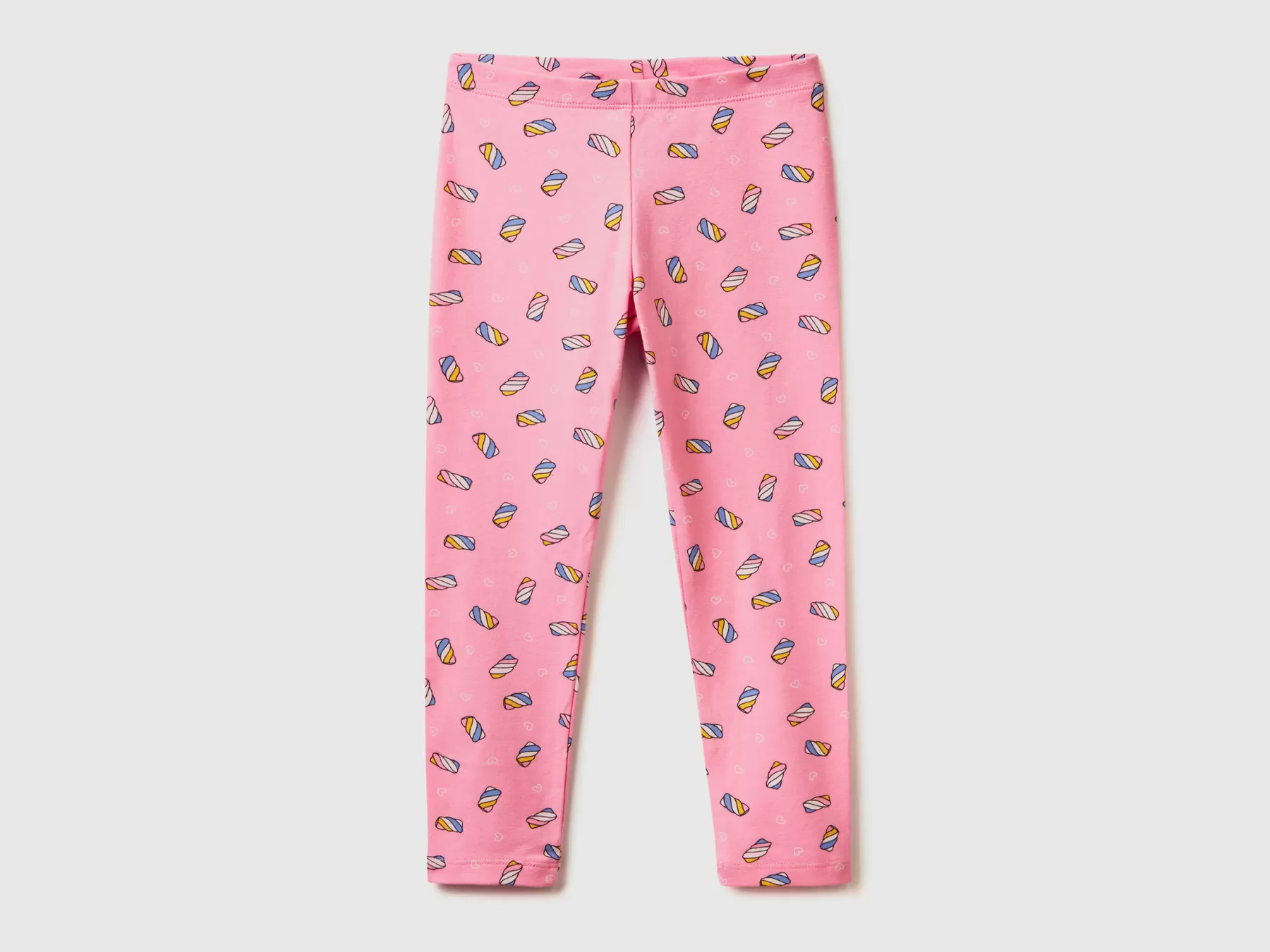 Benetton Leggings Fantasia In Cotone Stretch Rosa Store