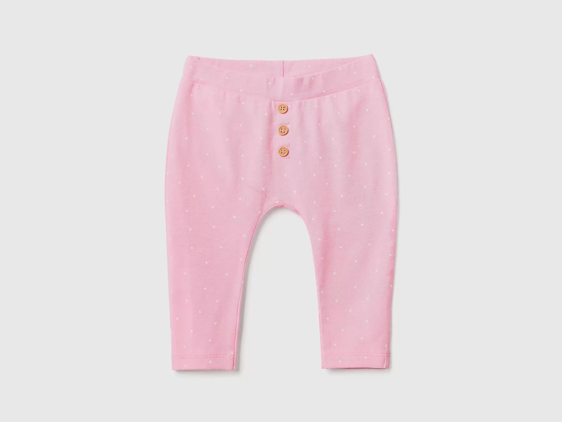 Benetton Leggings Fantasia In Cotone Stretch Rosa Fashion