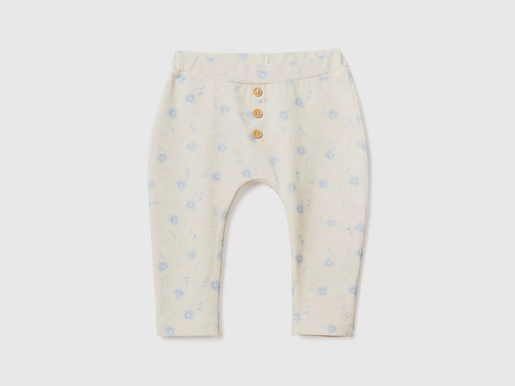 Benetton Leggings Fantasia In Cotone Stretch Vaniglia Cheap