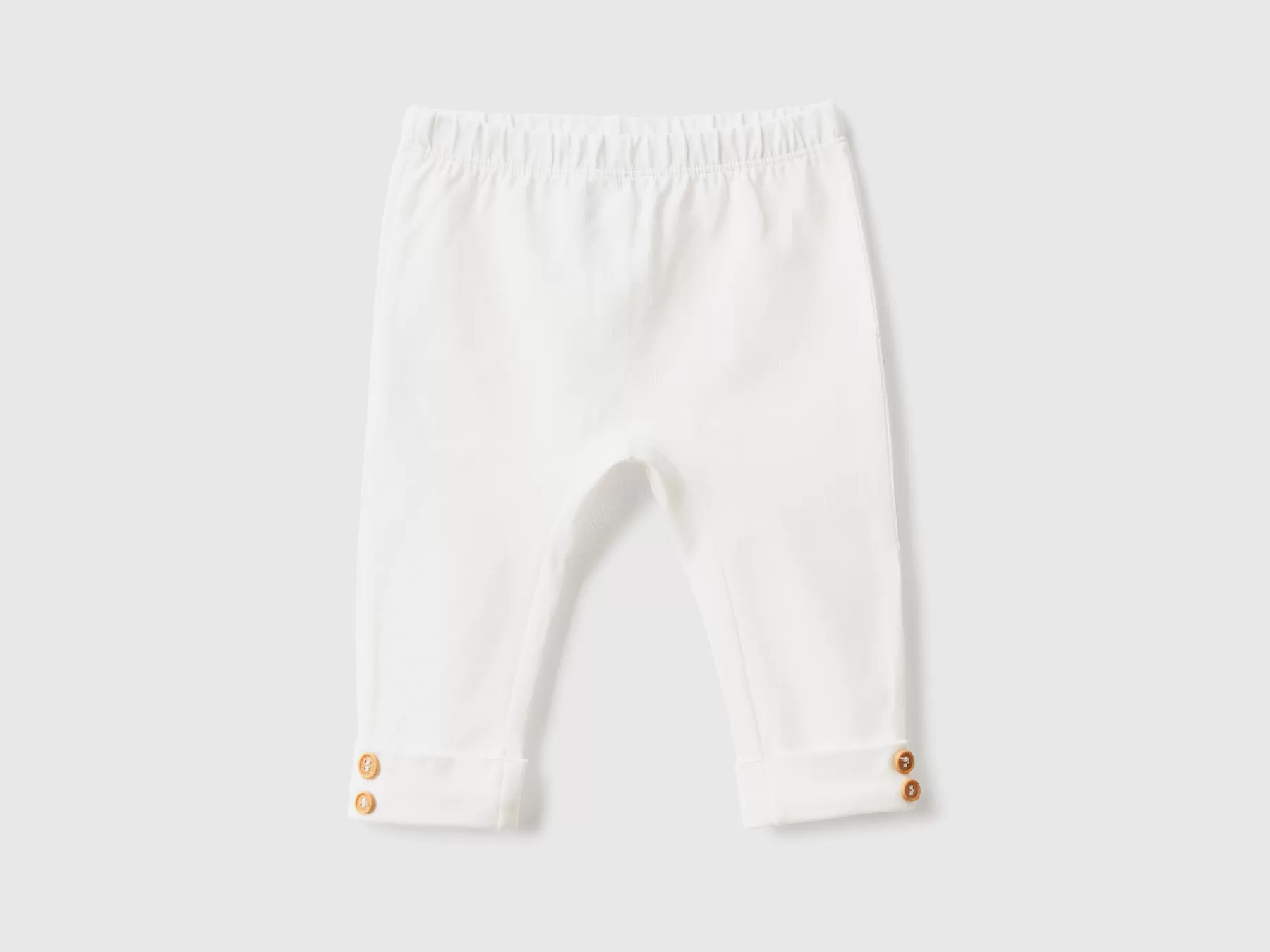 Benetton Leggings In Cotone Stretch Bianco Panna Sale